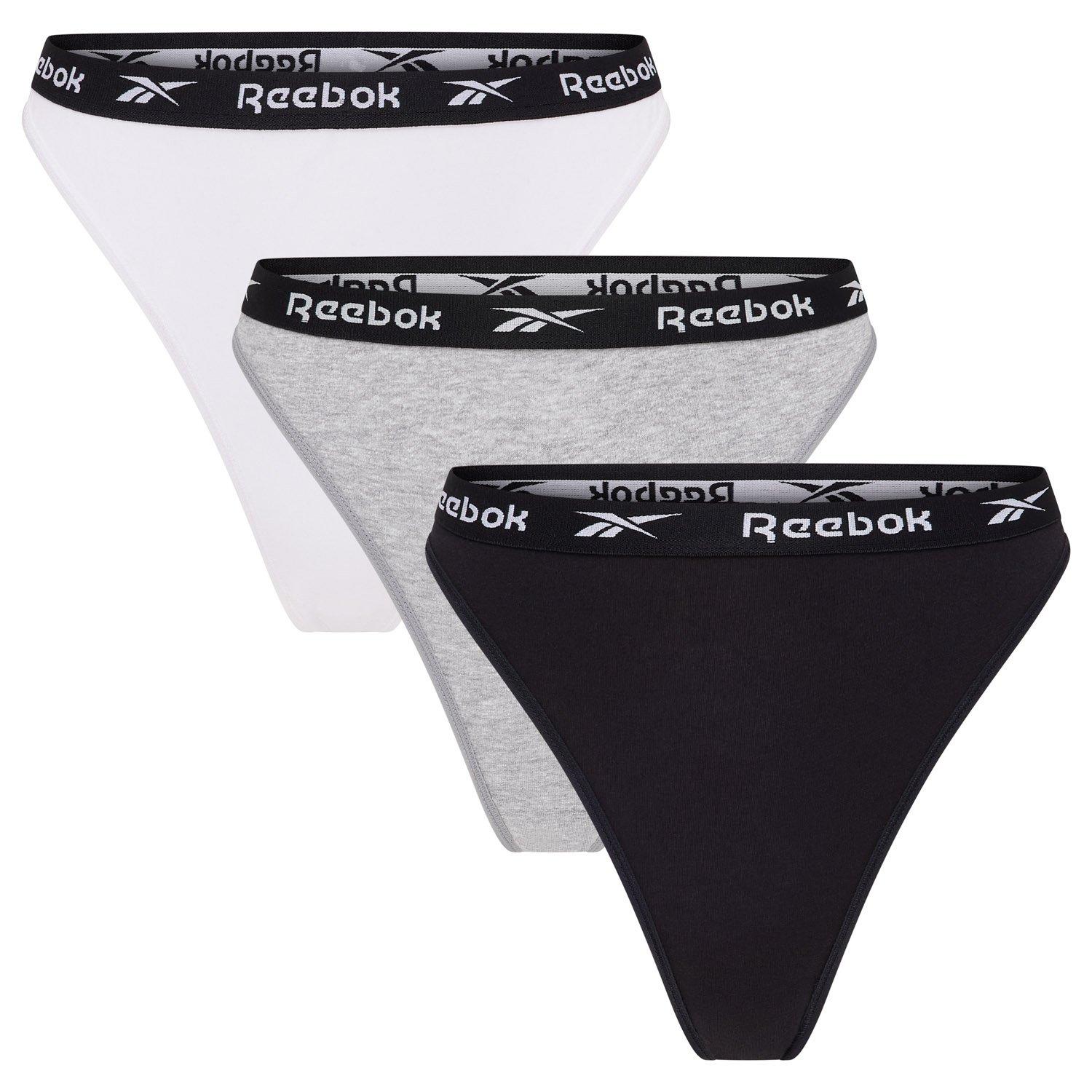 Reebok Women's 3 Pack Thong Lotty - Blck/Whit/Gry - 14 (L)