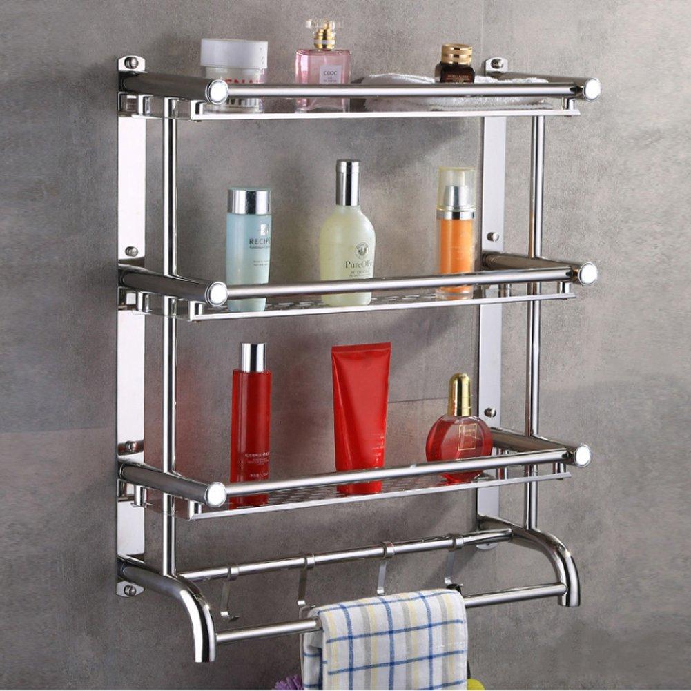 Silver - LIFE IDEAS - 3-Tier Stainless Steel Wall-Mounted Bathroom Shelf - 2