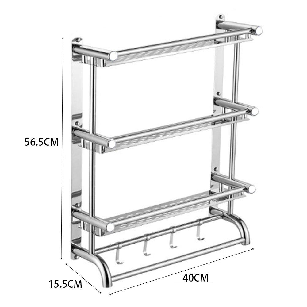 Silver - LIFE IDEAS - 3-Tier Stainless Steel Wall-Mounted Bathroom Shelf - 4