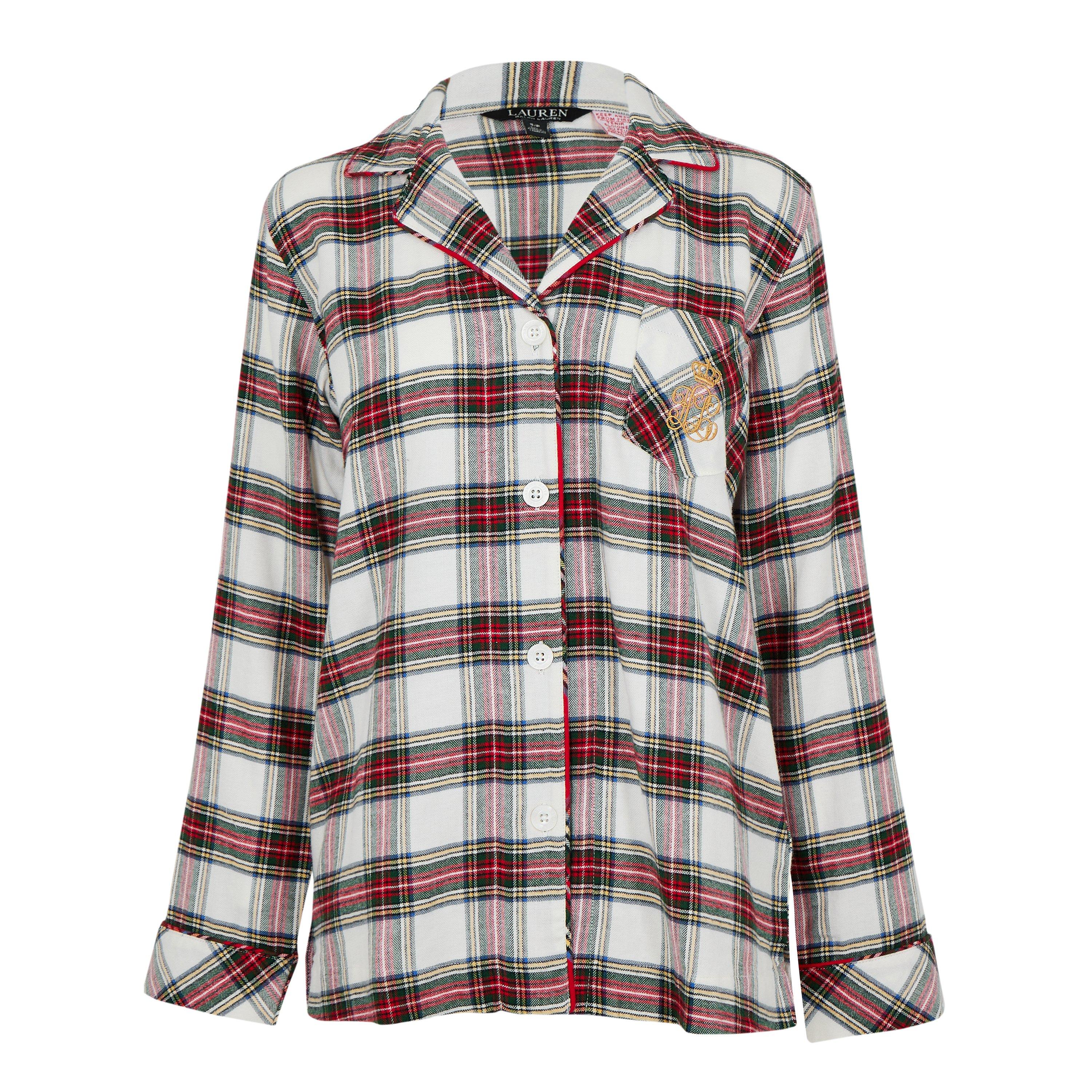 Cream Plaid - Lauren by Ralph Lauren - Women's Twill Pyjama Set - 6