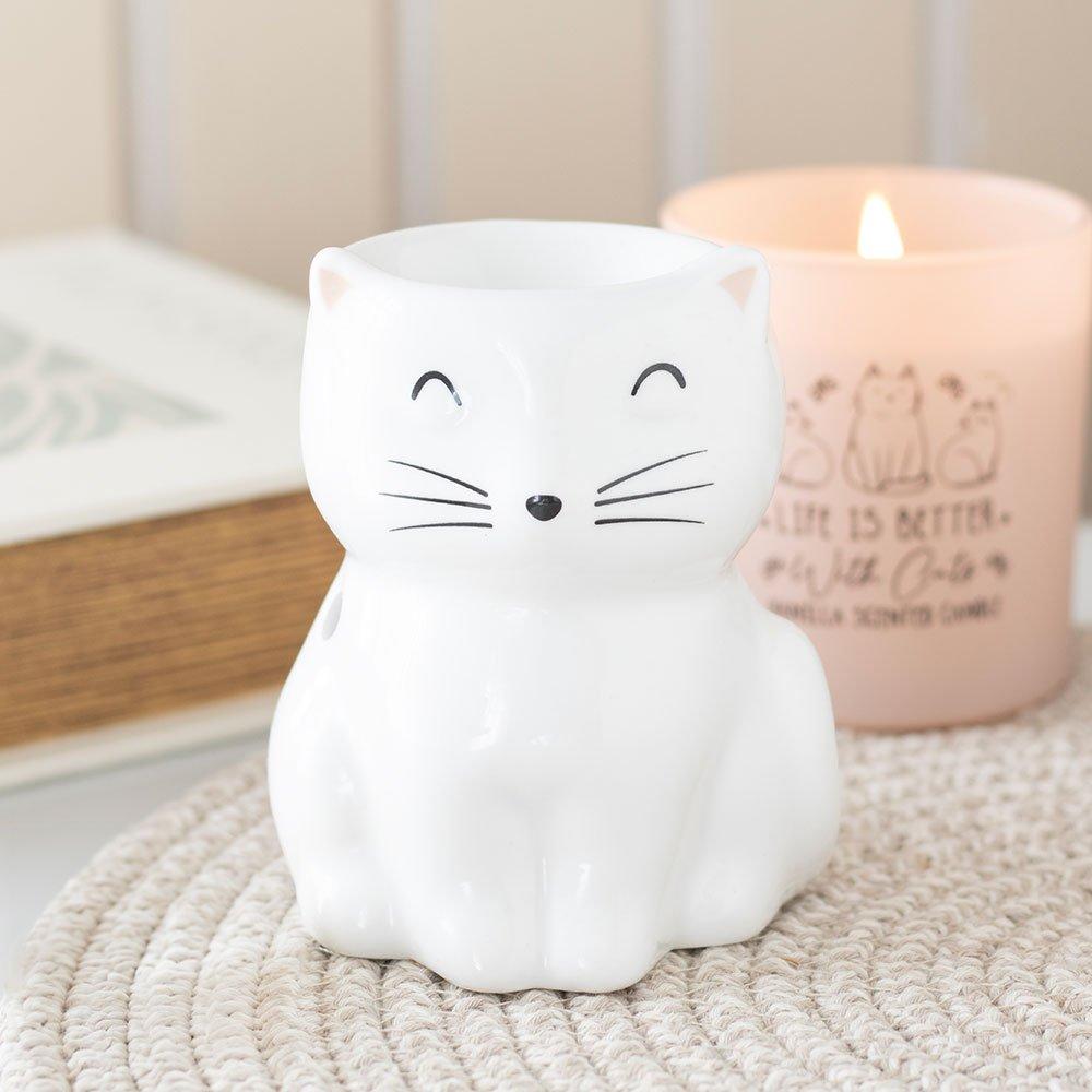 White - Something Different - White Happy Cat Oil Burner - 1