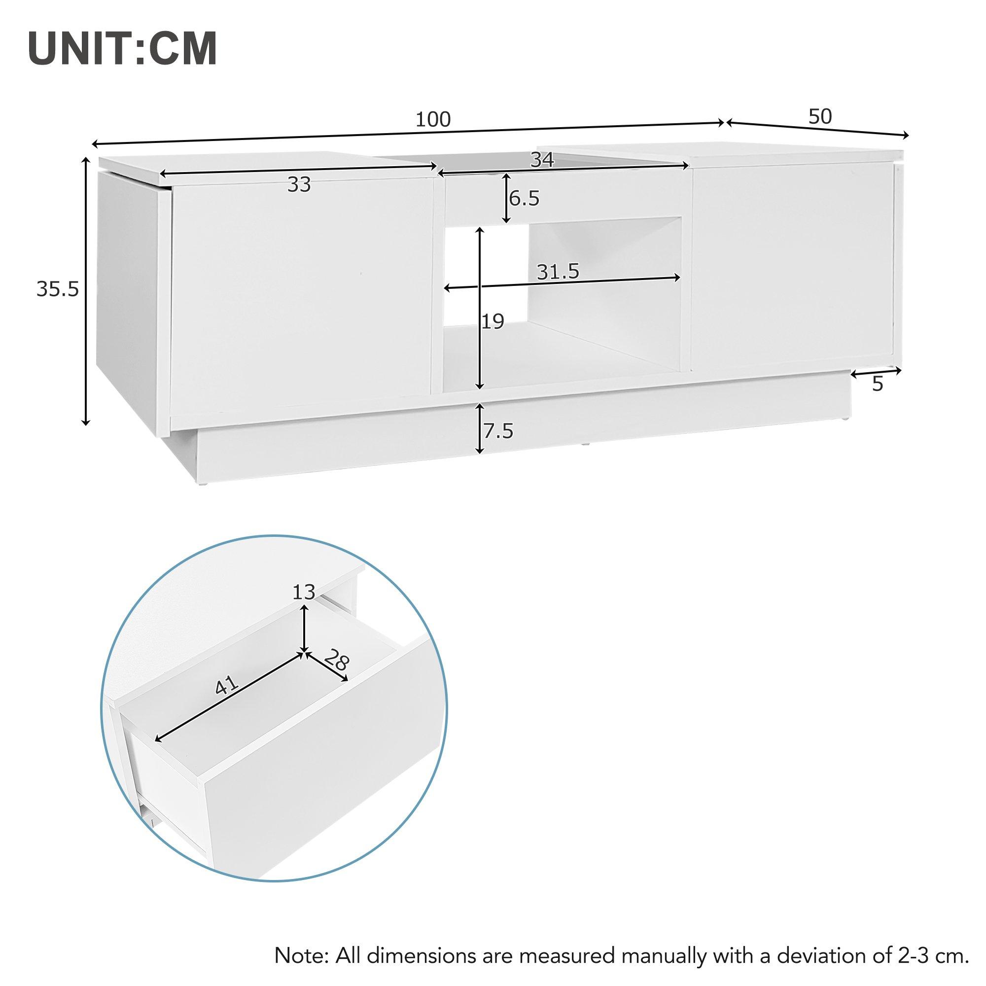 White - Urban Meuble - Modern LED Coffee Table Center Table - 10
