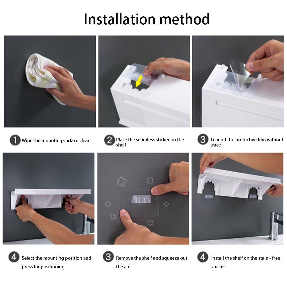 White - LIFE IDEAS - Self-Adhesive Shelf Waterproof Shower Rack - 2