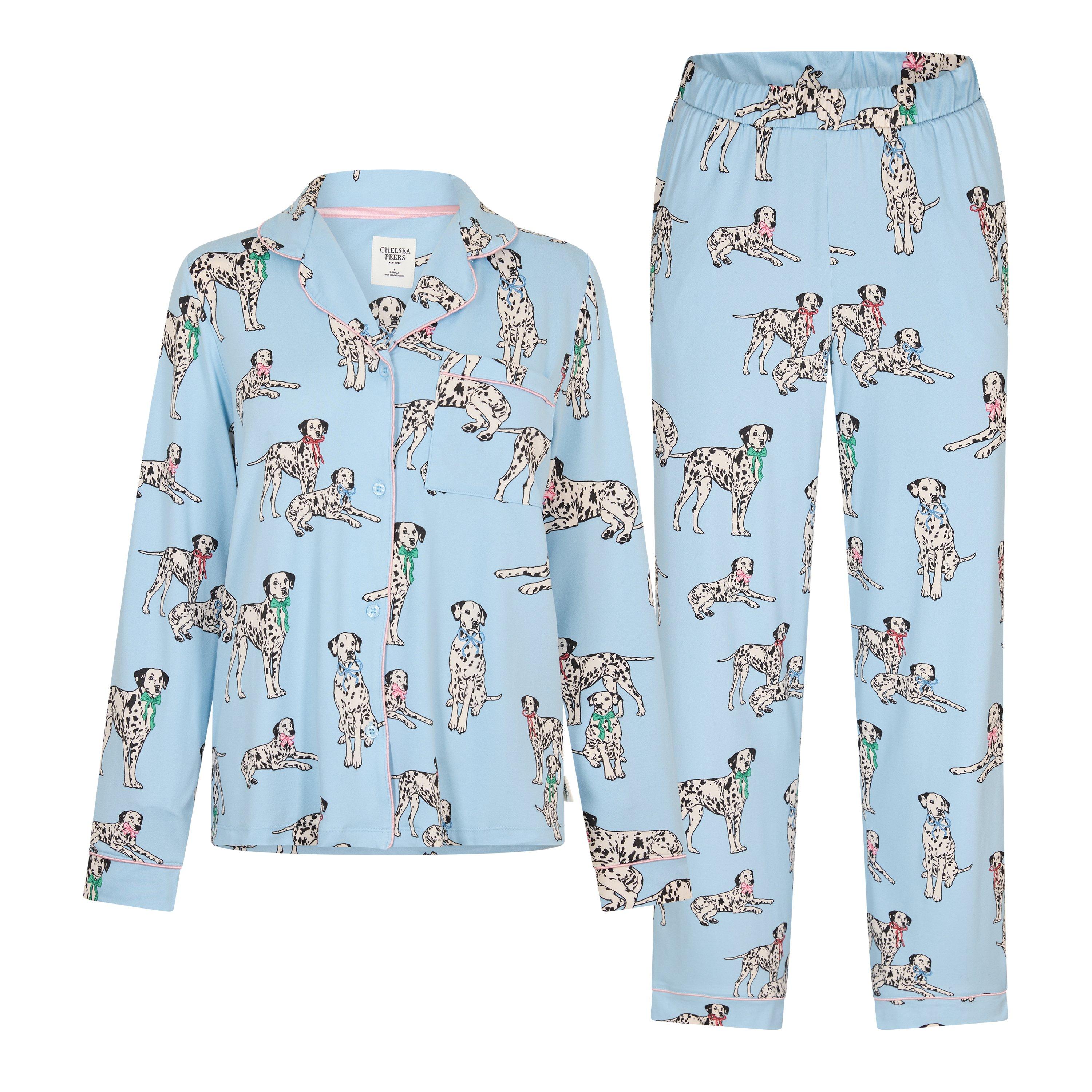Chelsea Peers Button Up Pyjama Set - Bow Dalmation - Size 14 (L)