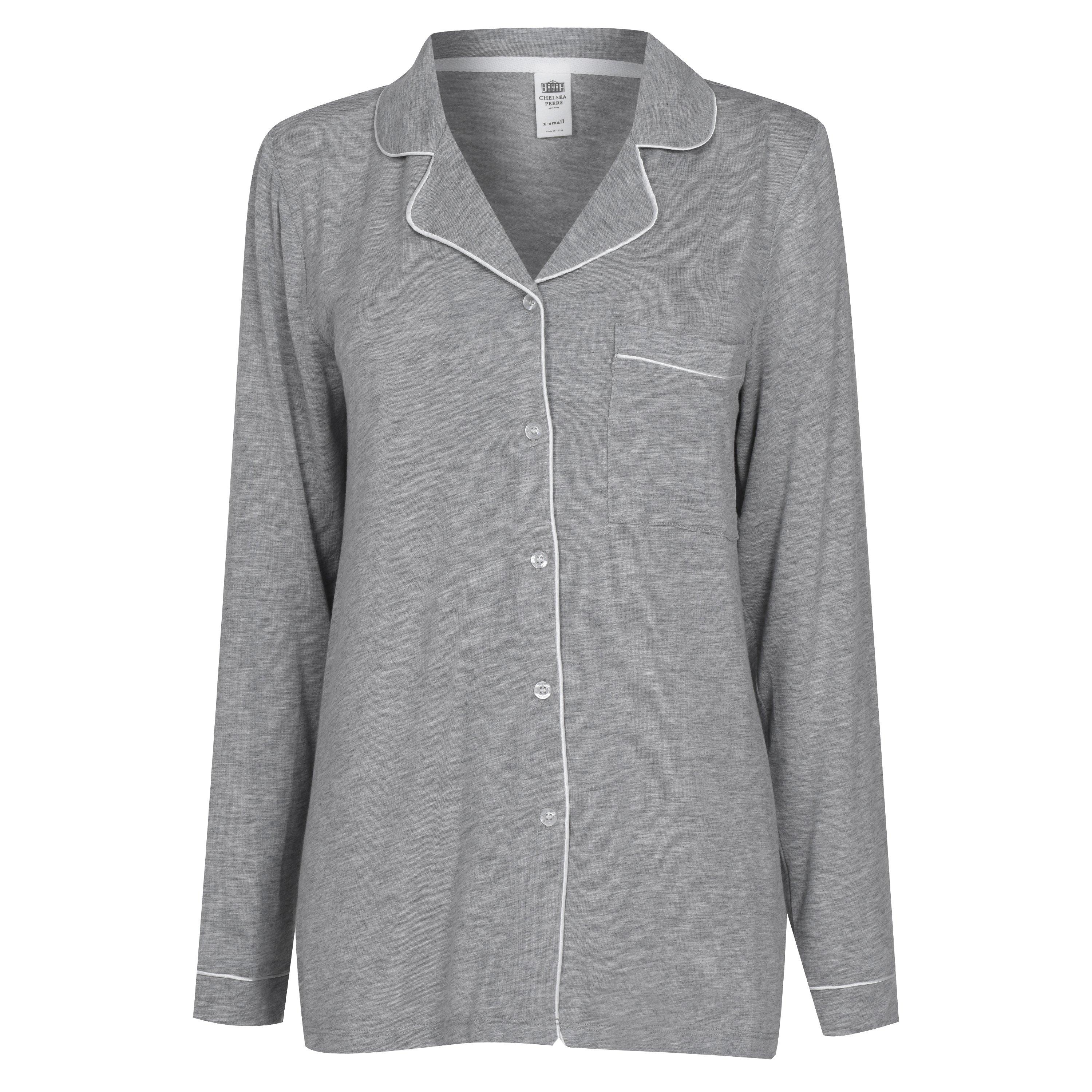 Chelsea Peers Modal Button Up Pyjama Set - Grey - Size 16 (XL)