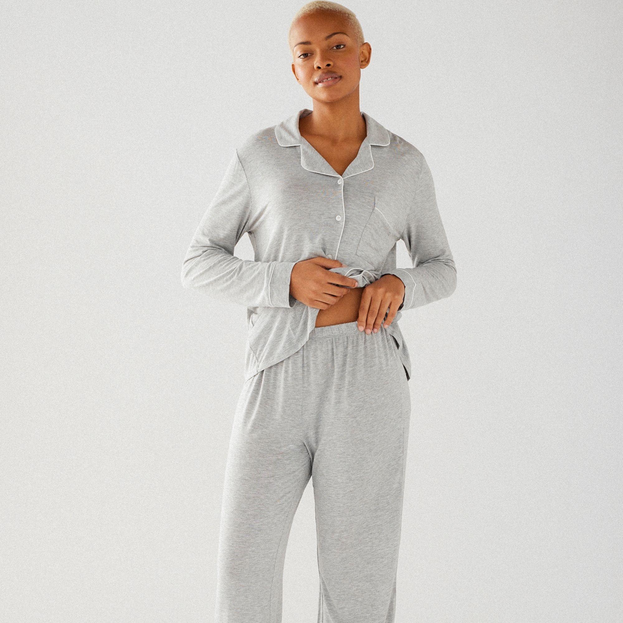 Grau - Chelsea Peers - Modal Button Up Pyjama Set - 3