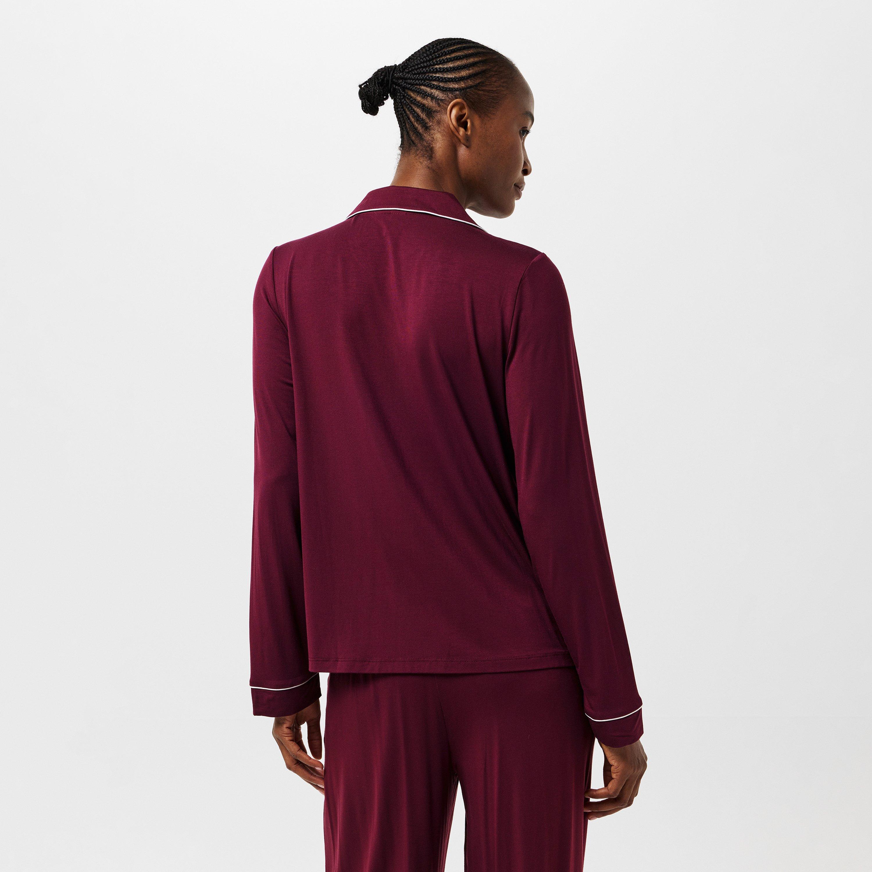 Burgundy - Chelsea Peers - Modal Button Up Pyjama Set - 4