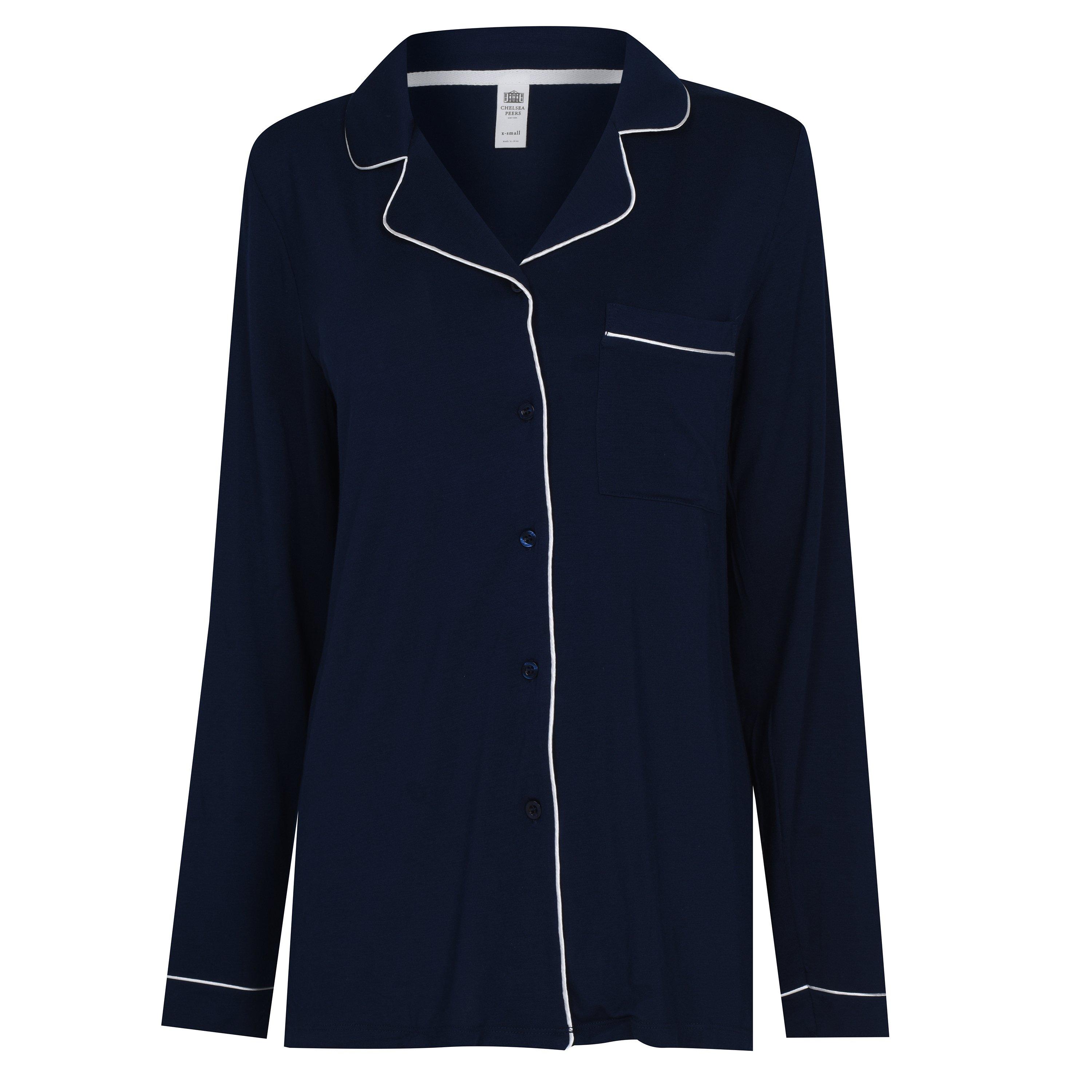Chelsea Peers Modal Button Up Pyjama Set - Navy - Size 18 (2XL)