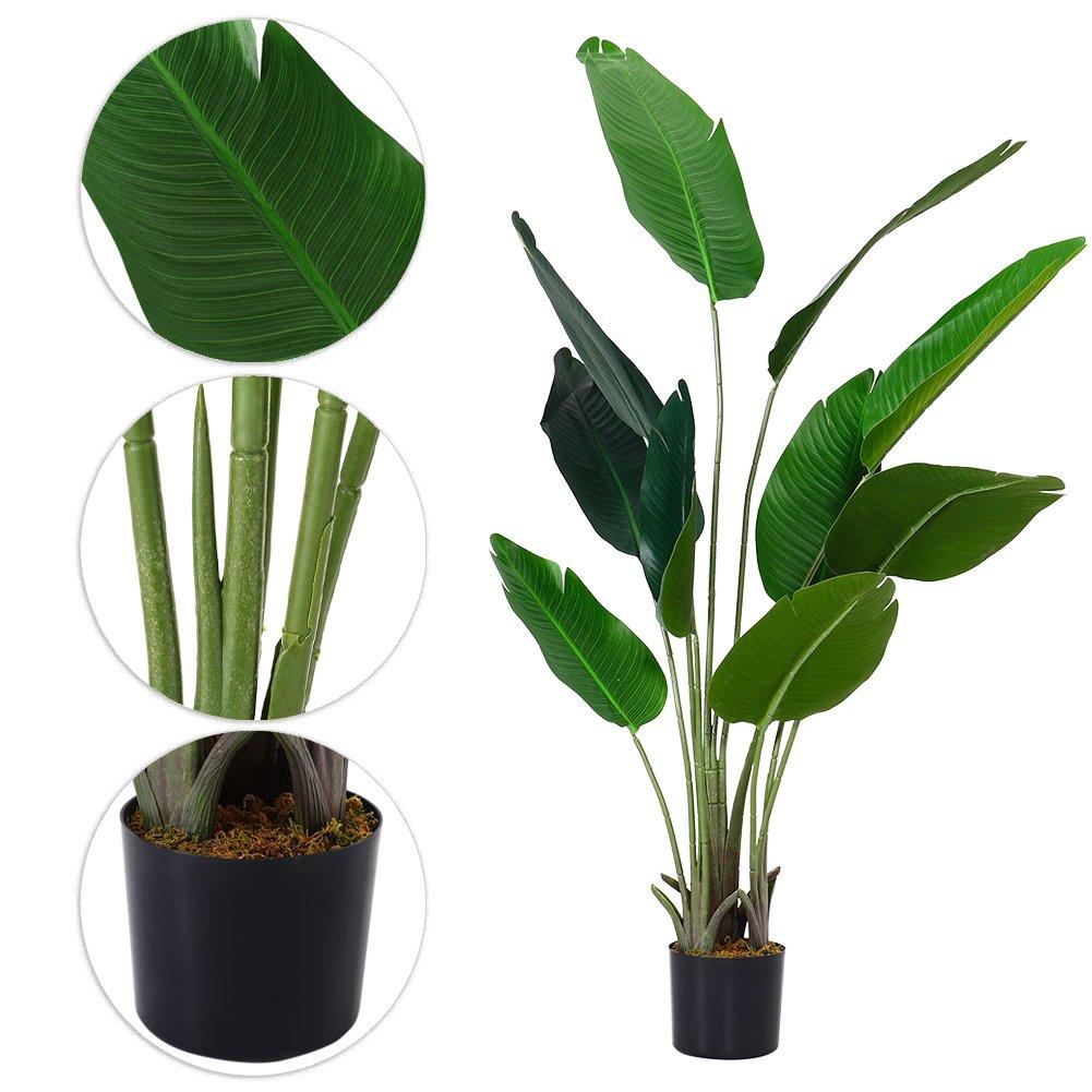 Green Black - LIFE IDEAS - Artificial Banana Leaf Tree Faux Large Plants - 3