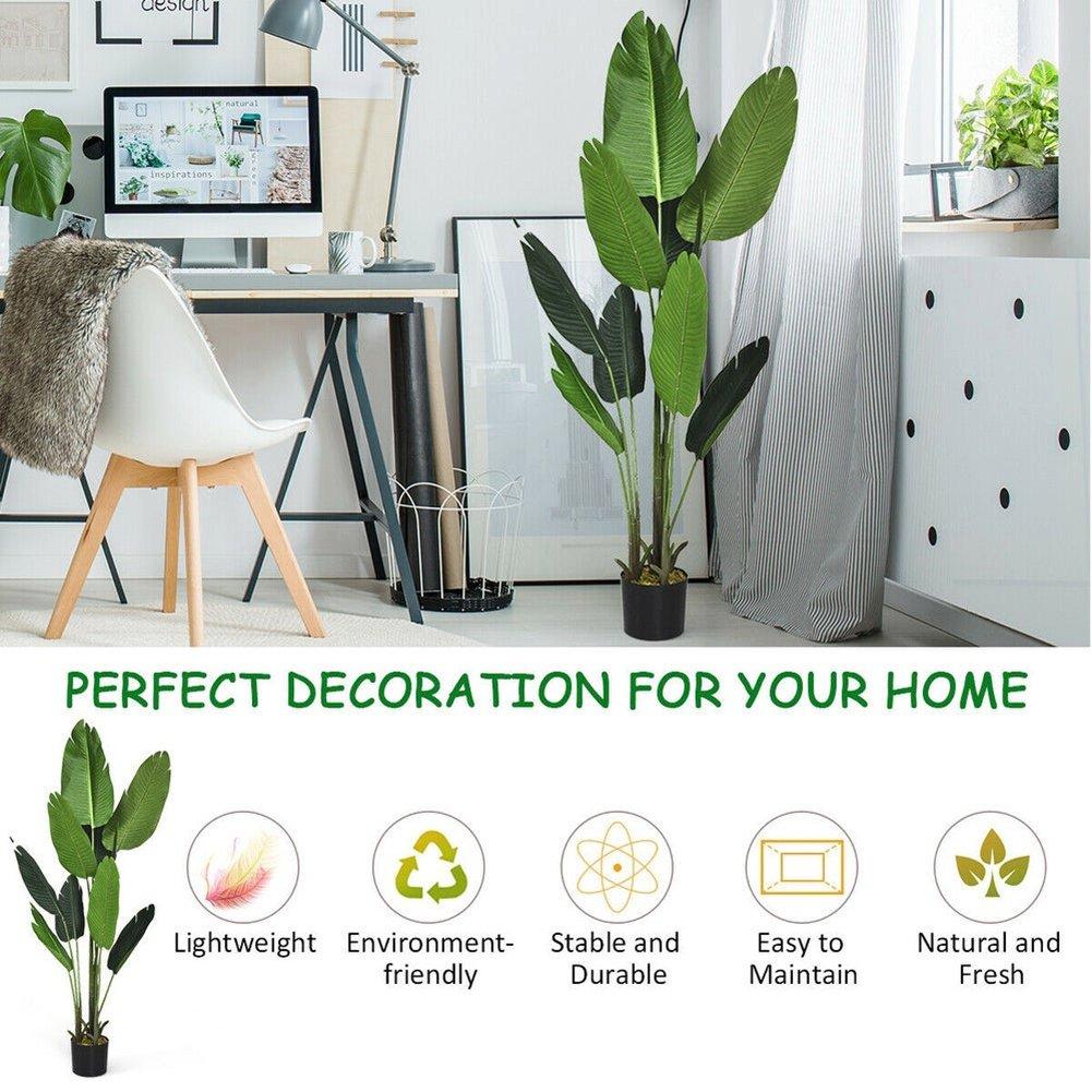 Green Black - LIFE IDEAS - Artificial Banana Leaf Tree Faux Large Plants - 4