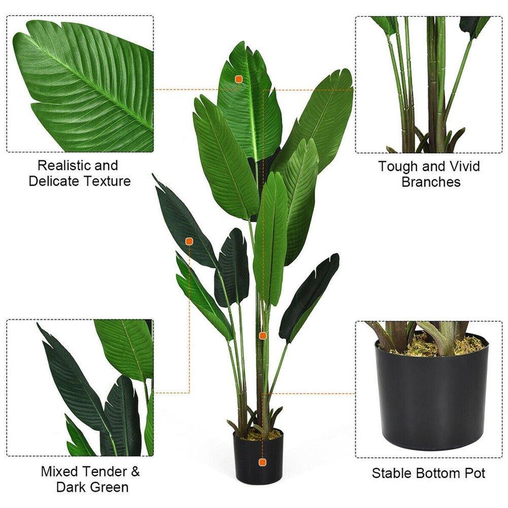 Green Black - LIFE IDEAS - Artificial Banana Leaf Tree Faux Large Plants - 5
