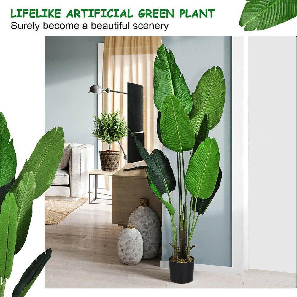 Green Black - LIFE IDEAS - Artificial Banana Leaf Tree Faux Large Plants - 6
