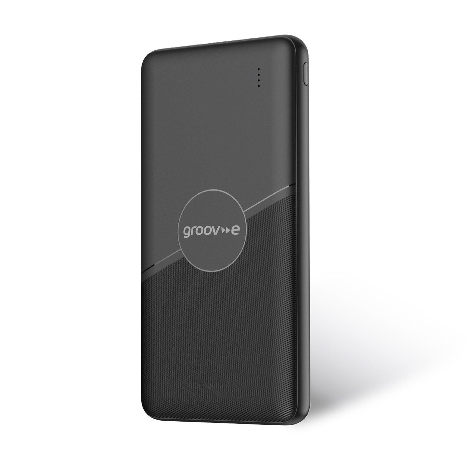 Black - Groov-e - Portable Power Charger 10000mAh Powerbank - 1