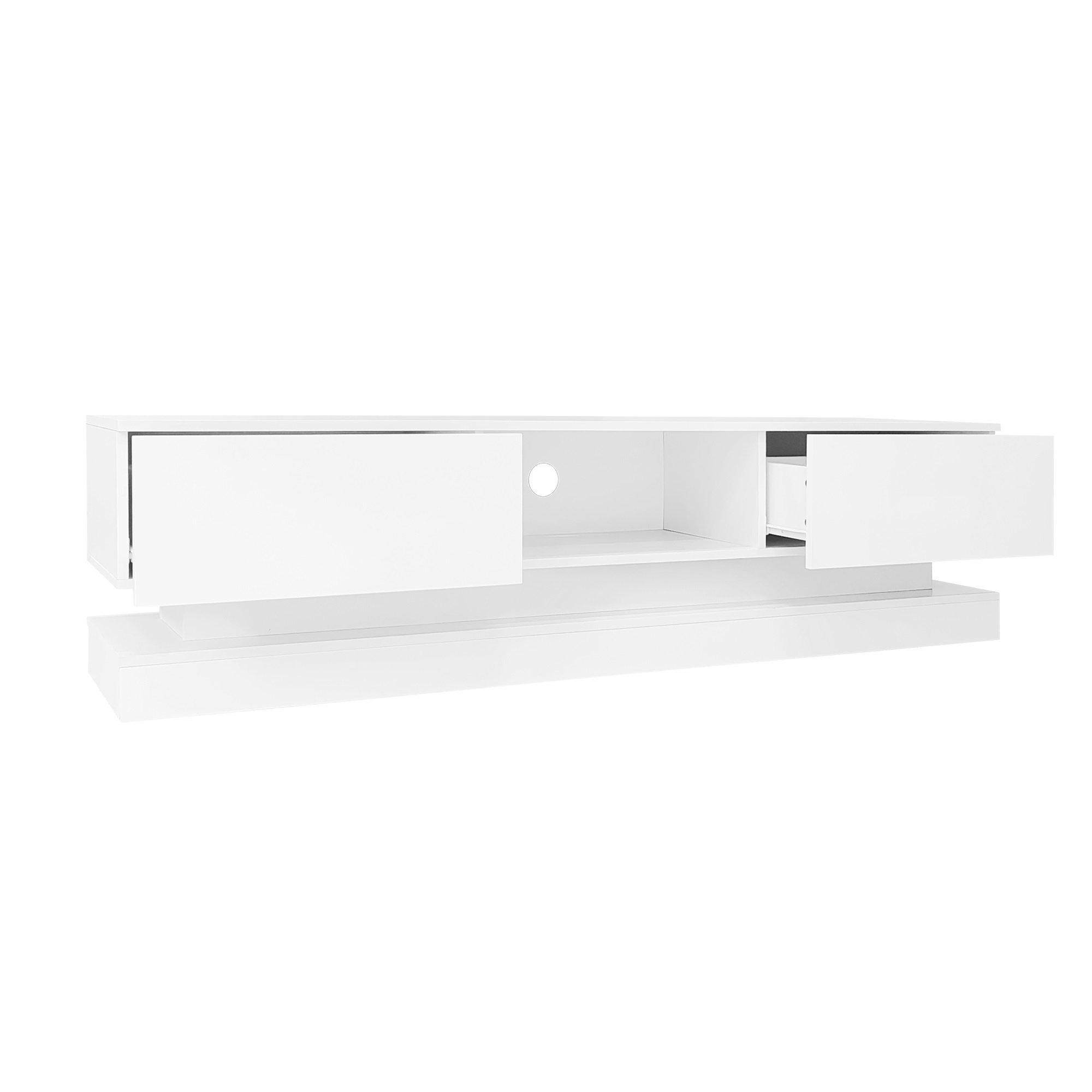 White - Urban Meuble - Modern LED TV Stand 2 Drawers High Gloss - 11