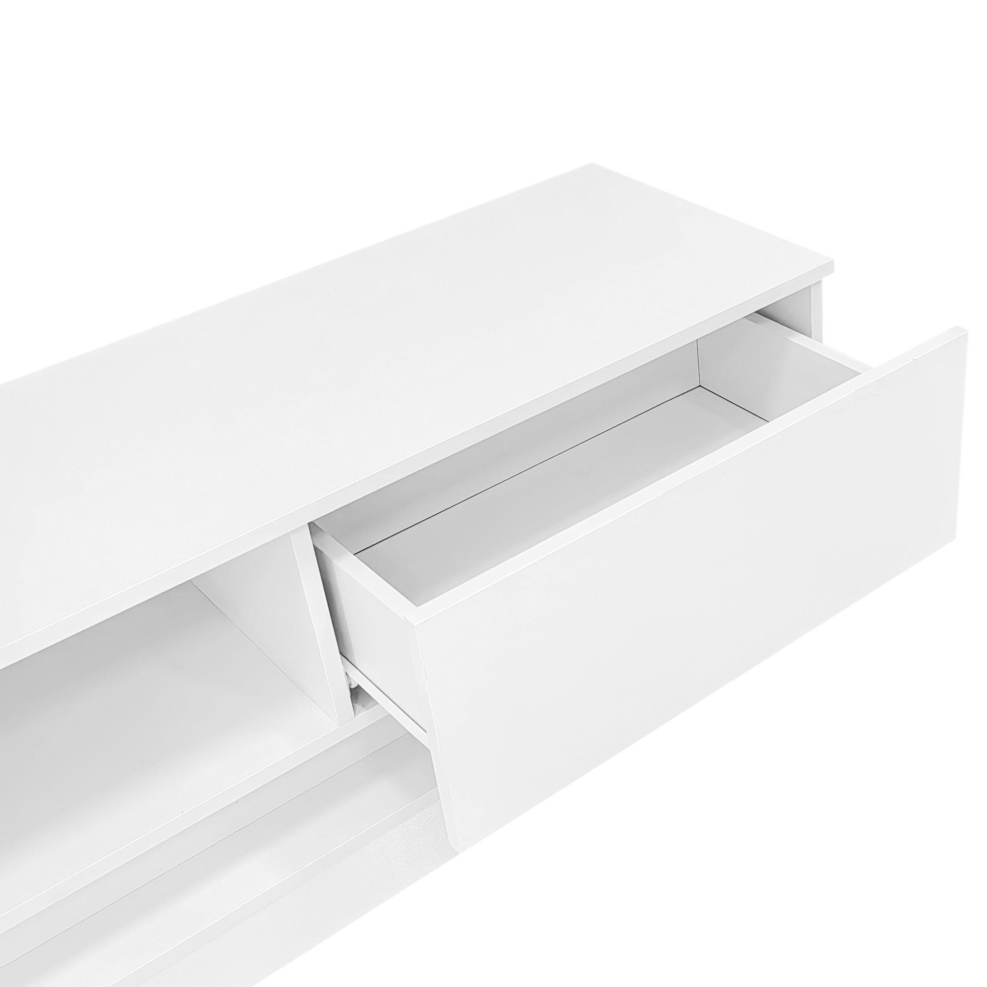 White - Urban Meuble - Modern LED TV Stand 2 Drawers High Gloss - 9