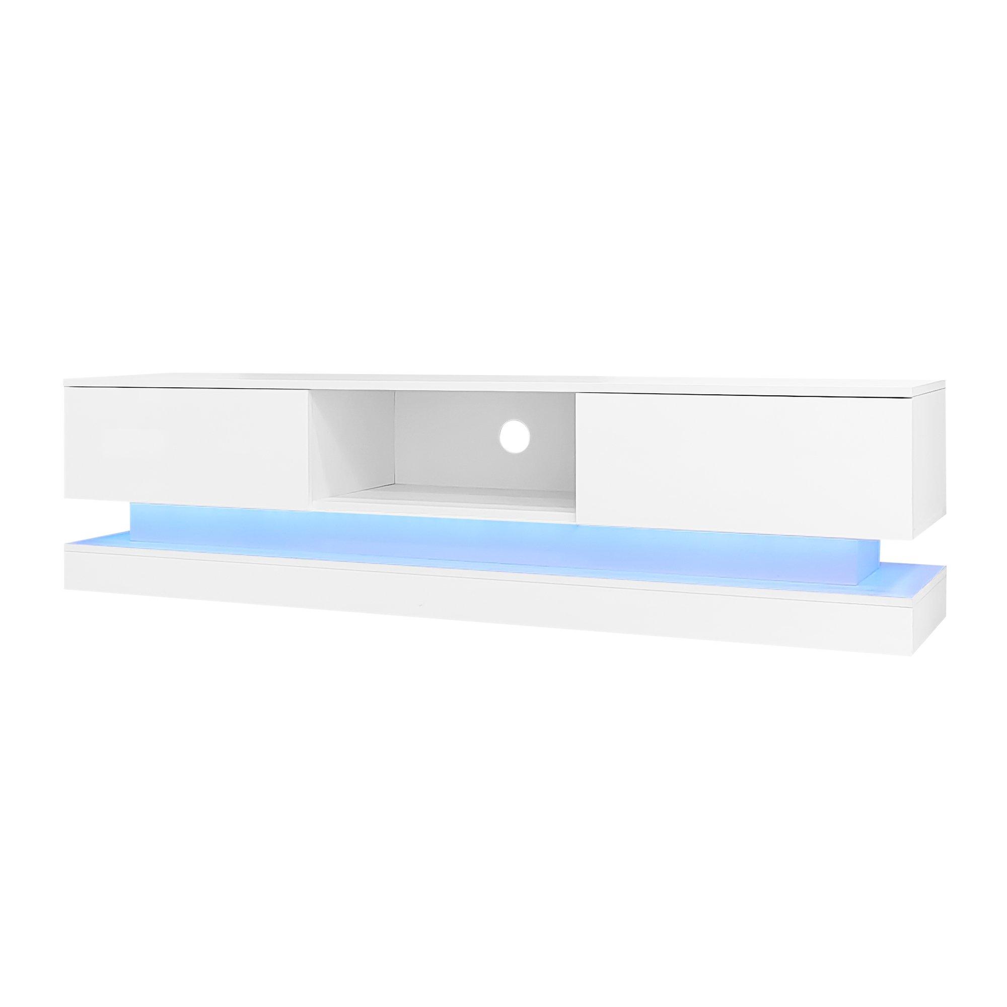 White - Urban Meuble - Modern LED TV Stand 2 Drawers High Gloss - 10