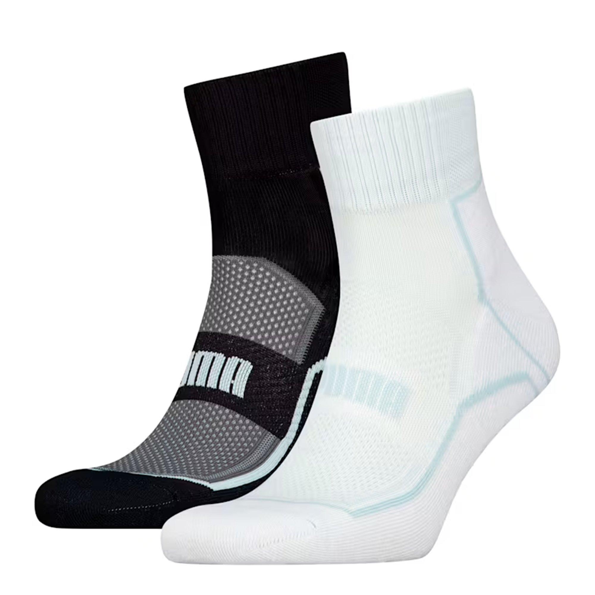 White/Black - Puma - Quarter Running 2 Pack Socks - 1