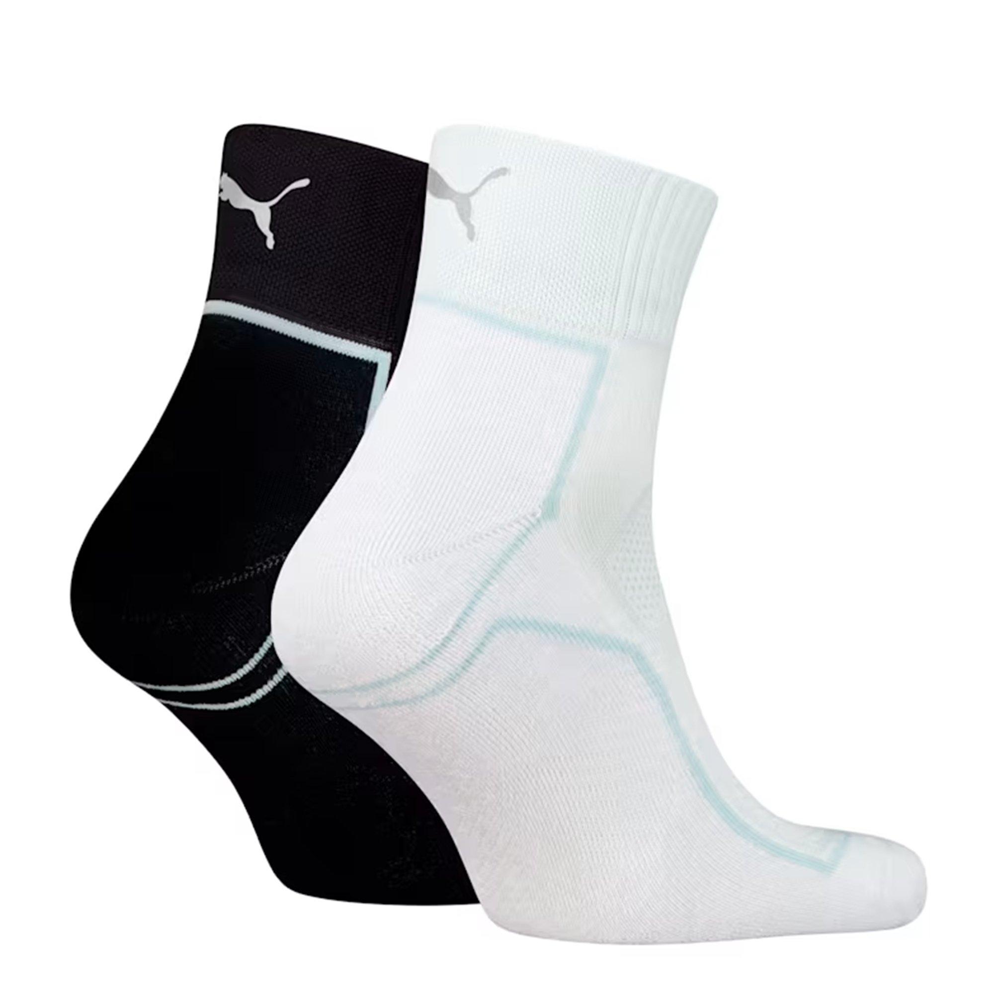 White/Black - Puma - Quarter Running 2 Pack Socks - 2