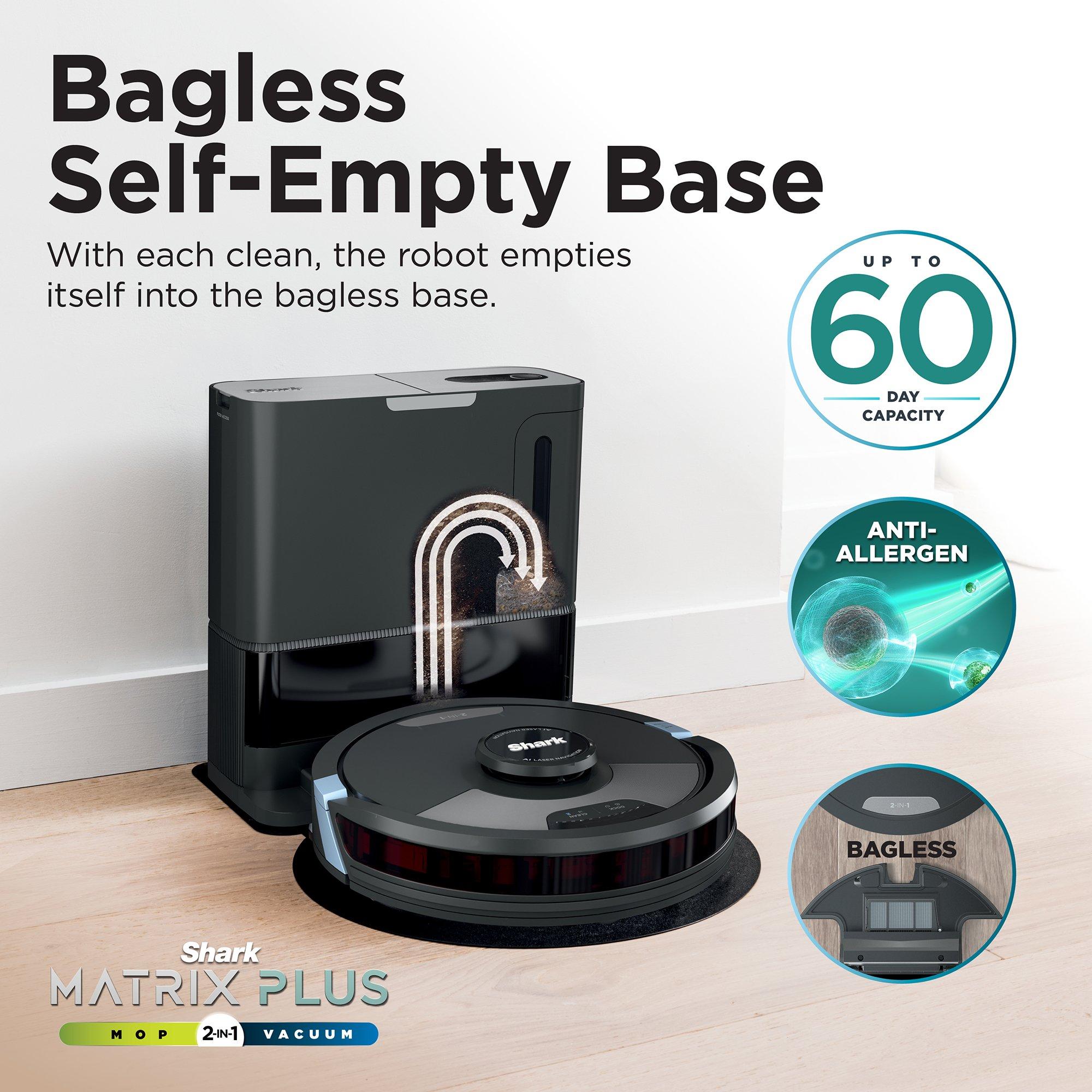 Black - Shark - Matrix Plus 2-in-1 Self-Empty Robot Vacuum & Mop - 9