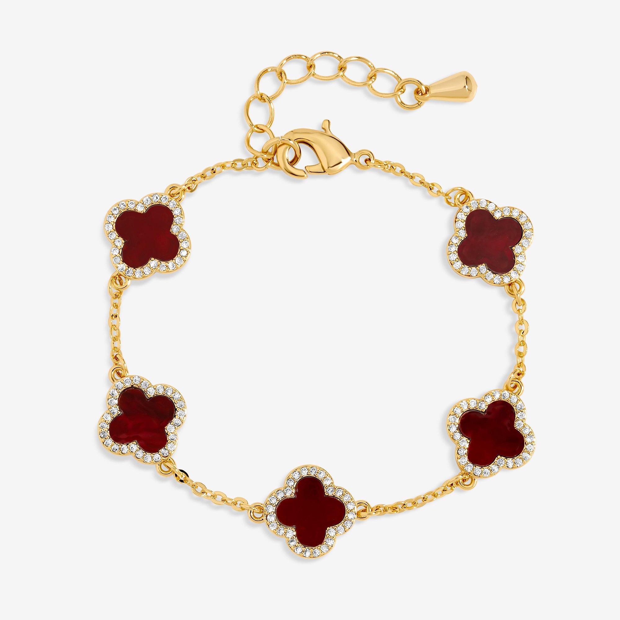 Jon Richard Jon Richard Gold Plated Carnelian Clover Bracelet