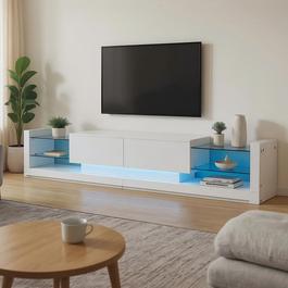 Urban Meuble High Gloss White TV Stand with LED Light