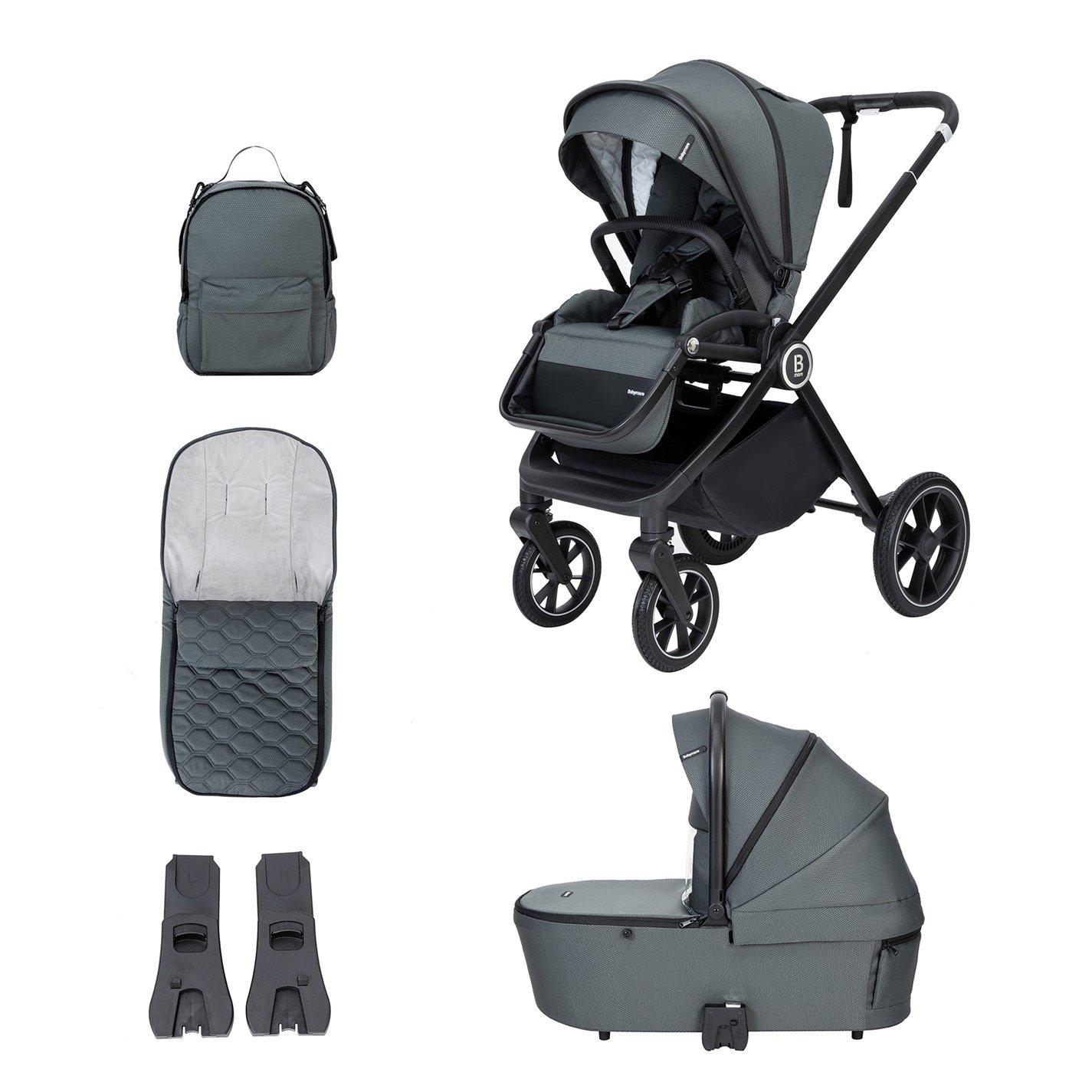 Babymore  Newborn Kai Pram Pushchair - Forest Grey - 60x84x103