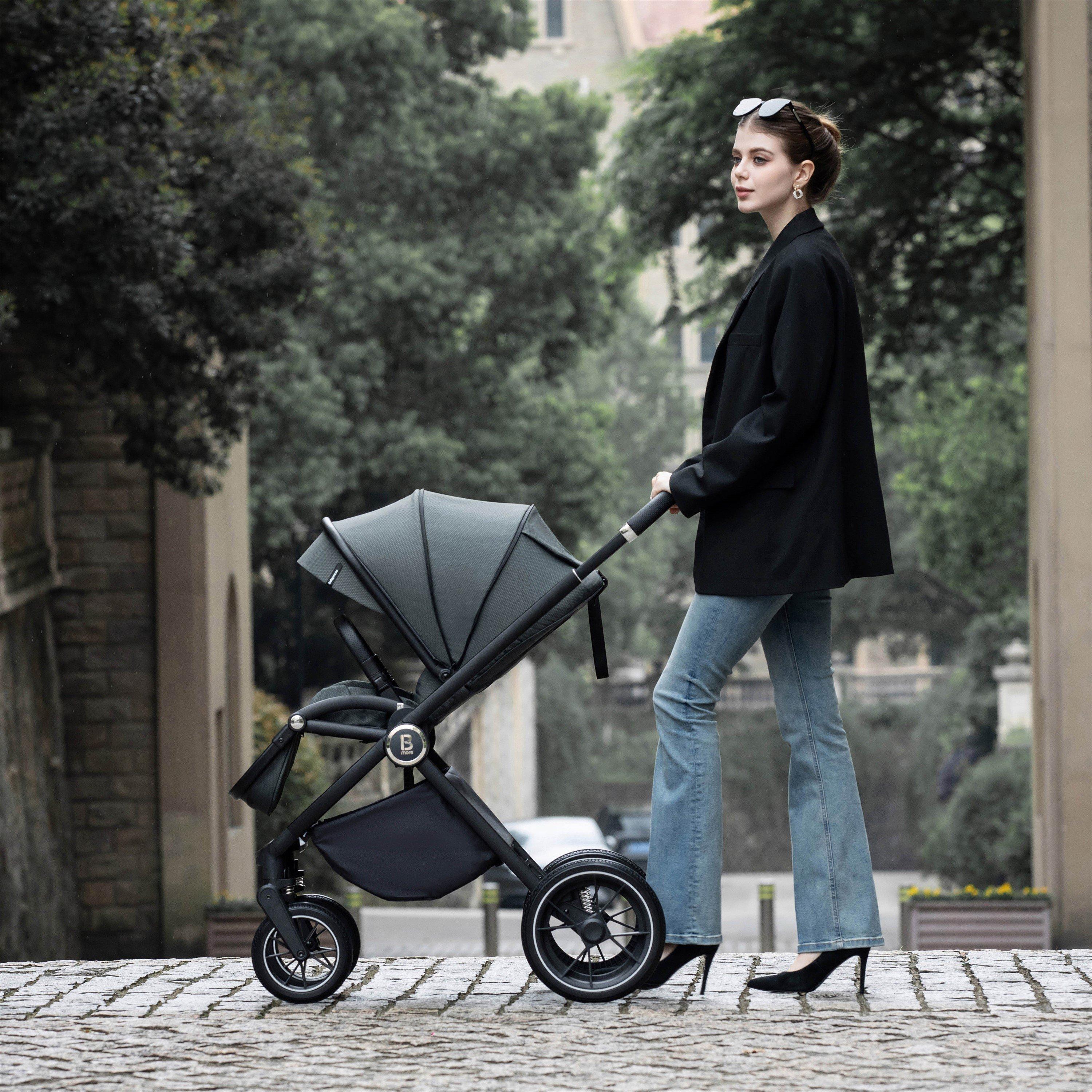 Forest Grey - Babymore - Babymore Kai Pram Pushchair - Forest Grey - 3