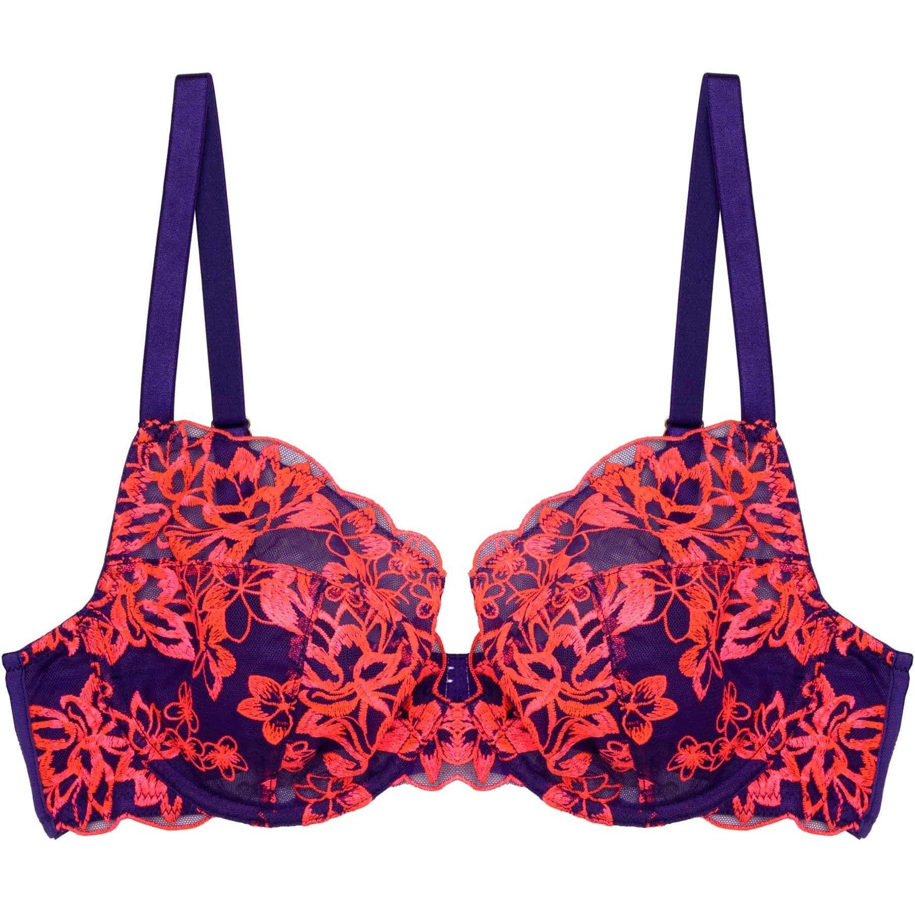 Purple - Playful Promises - Ada Blossom PUrple & Neon Plunge Bra - 4