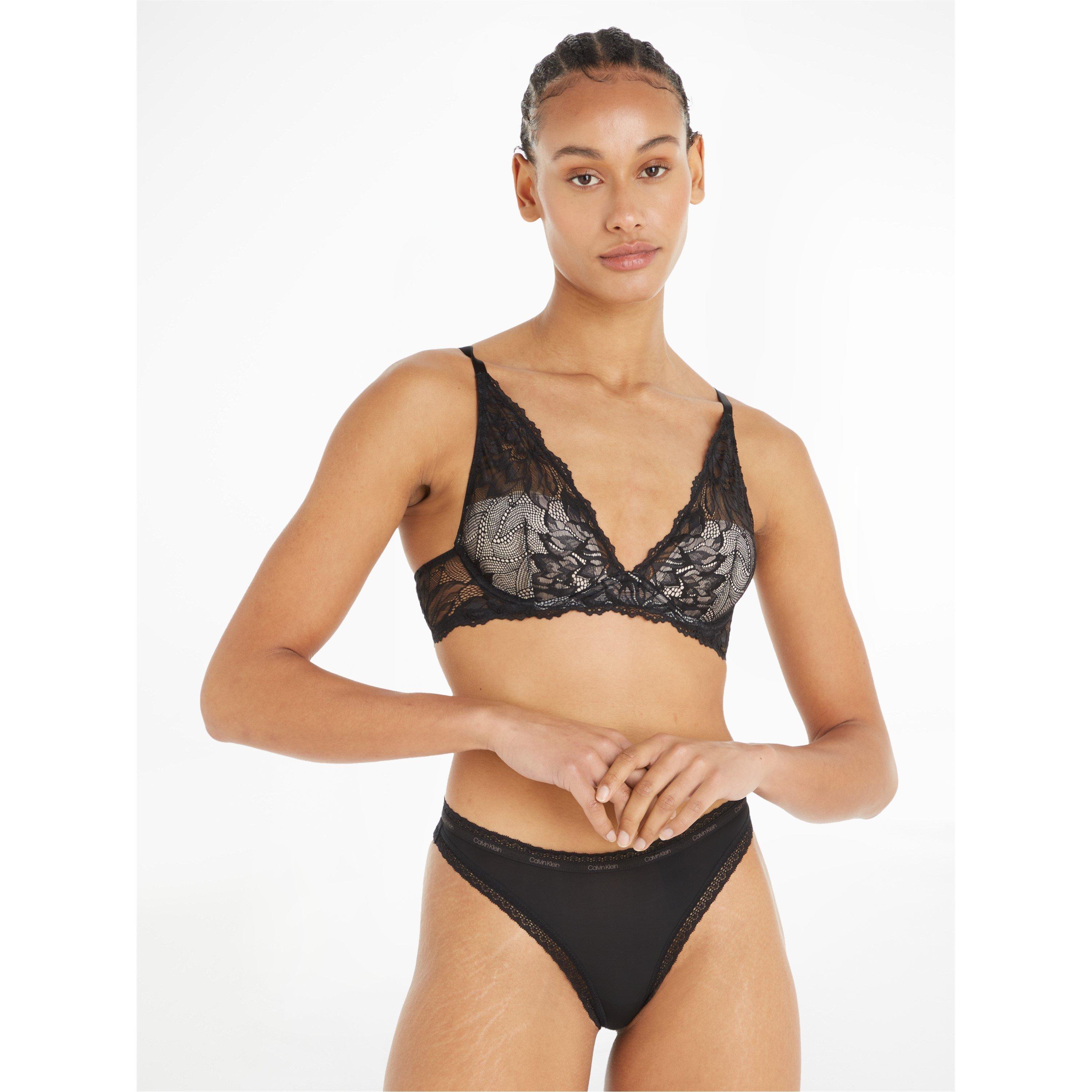 UB1 Black - Calvin Klein - Seductive Comfort Floral Plunge Bra - 2