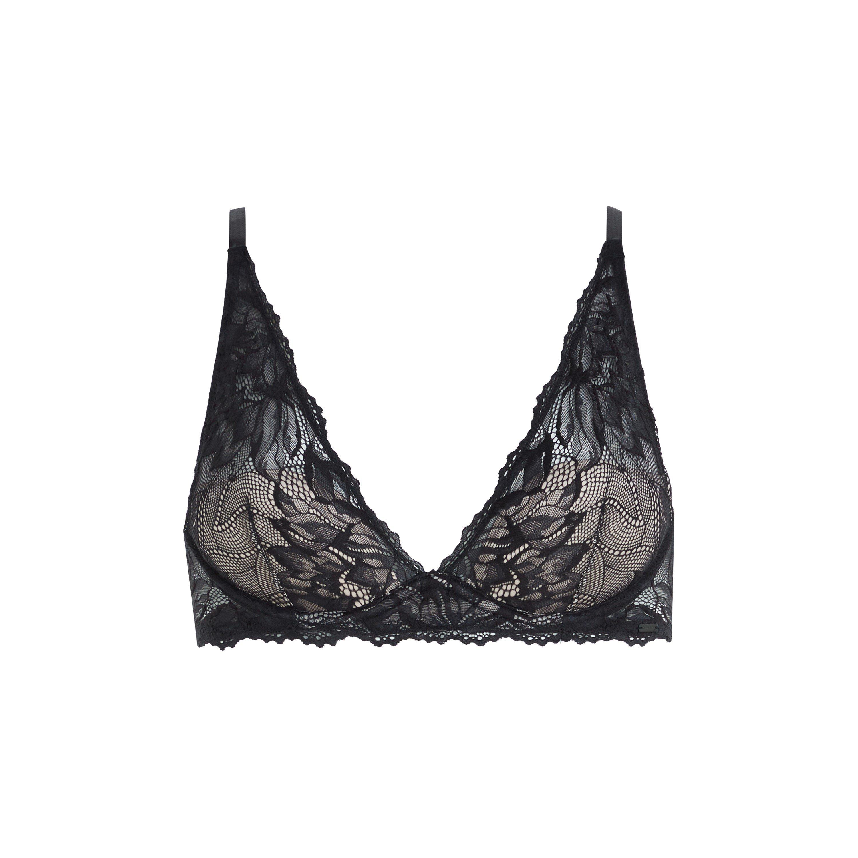 UB1 Black - Calvin Klein - Seductive Comfort Floral Plunge Bra - 4