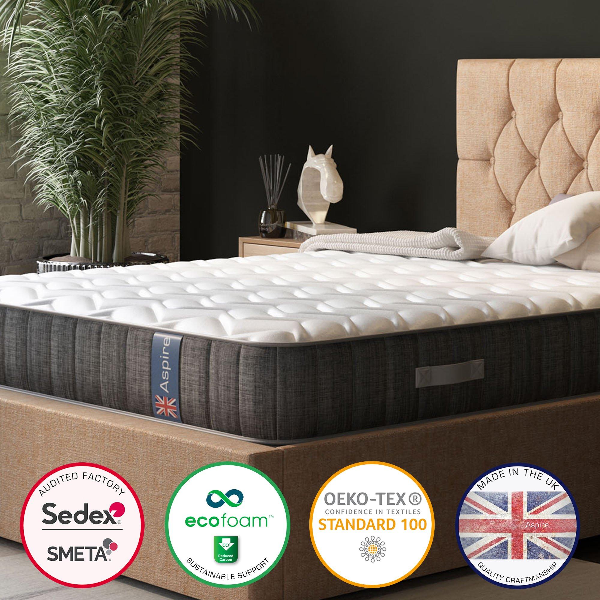 White - Aspire - UK Made Pocket Sprung Mattress in a Box - 5