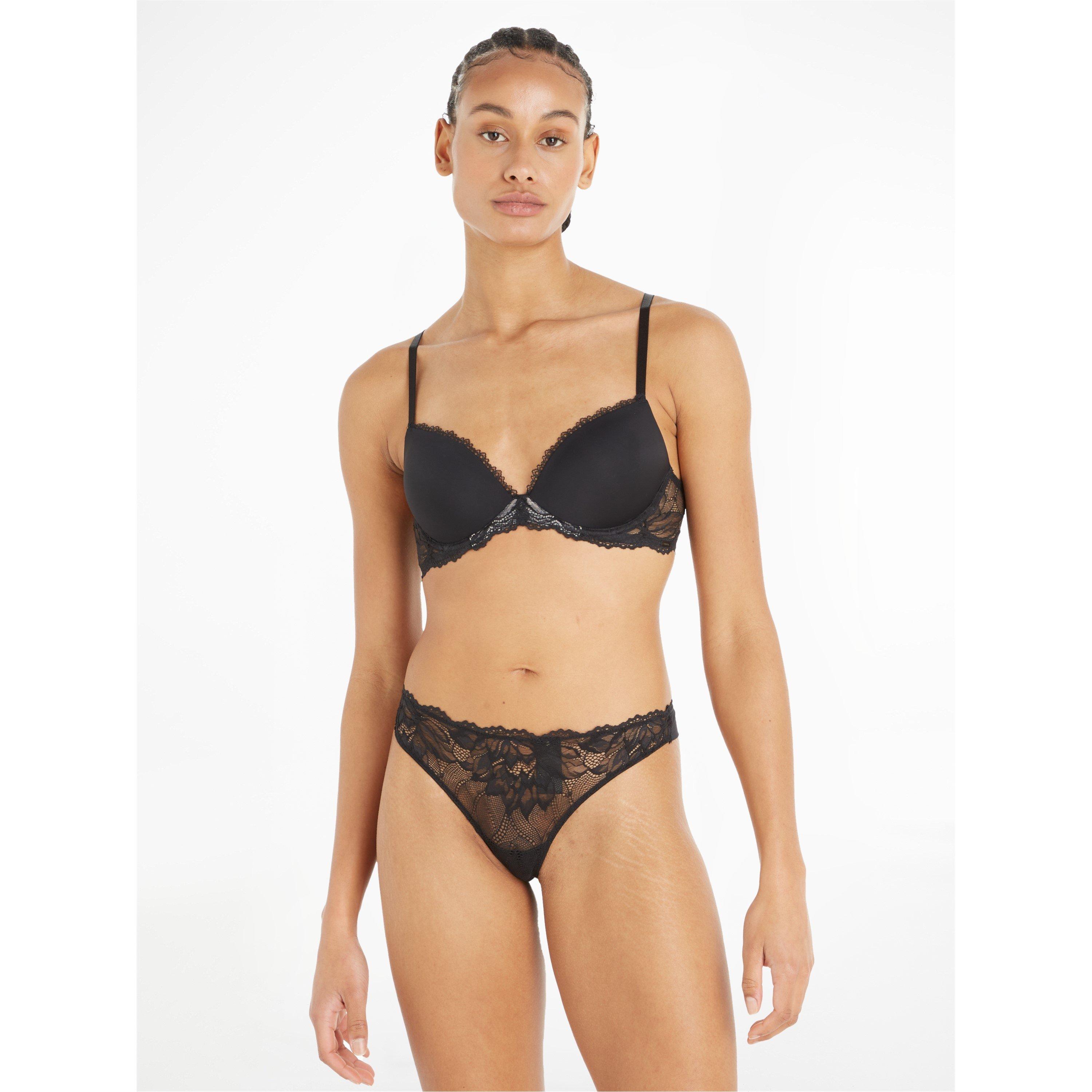 UB1 Black - Calvin Klein - Seductive Comfort Lotus Floral Thong - 2