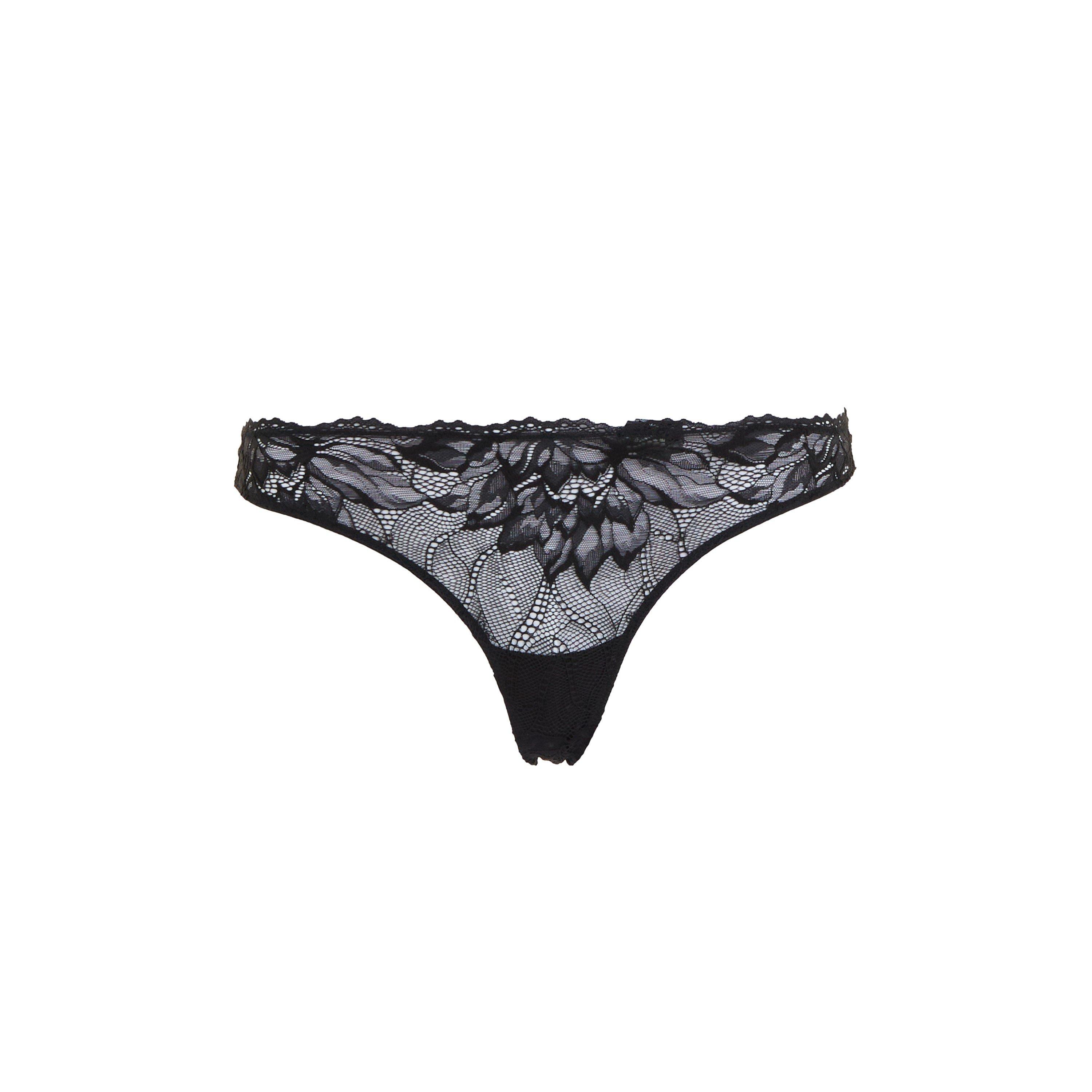 UB1 Black - Calvin Klein - Seductive Comfort Lotus Floral Thong - 5