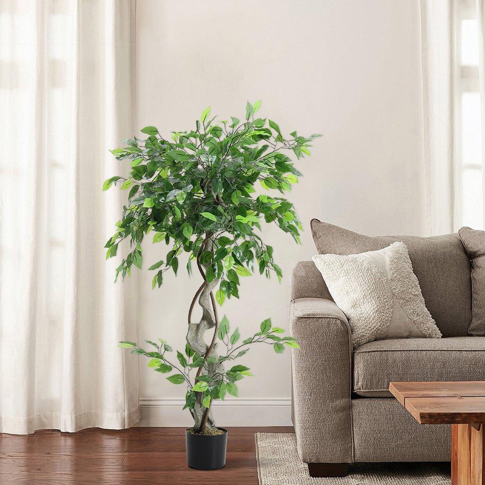 Green Black - LIFE IDEAS - 120cm Faux Banyan Tree for Indoor Outdoor Decor - 1