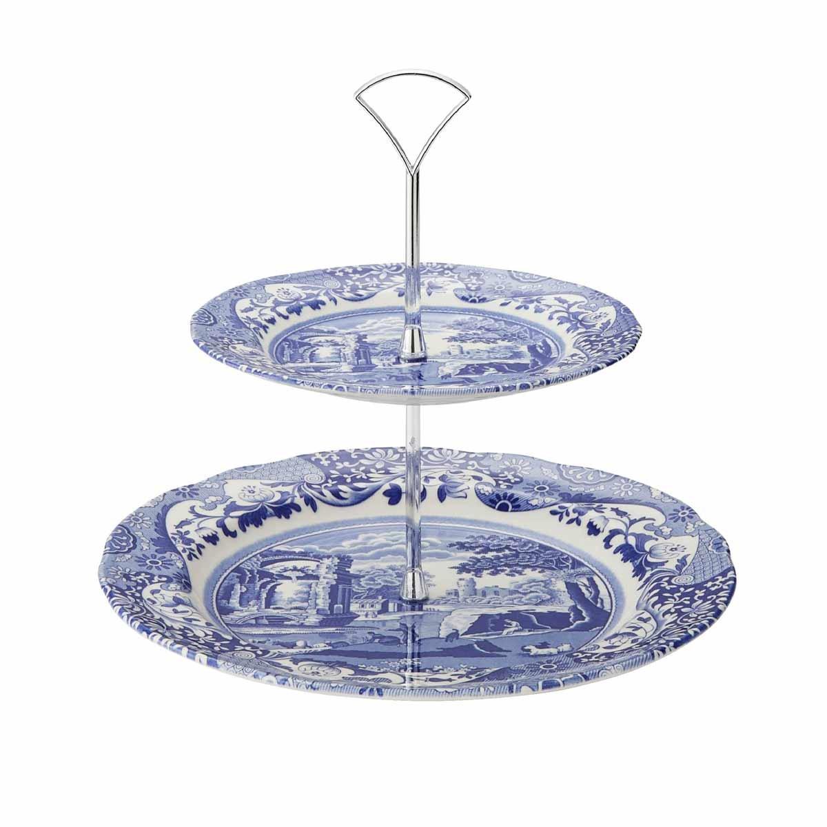 Blue - Spode - Blue Italian 2-Tier Cake Stand