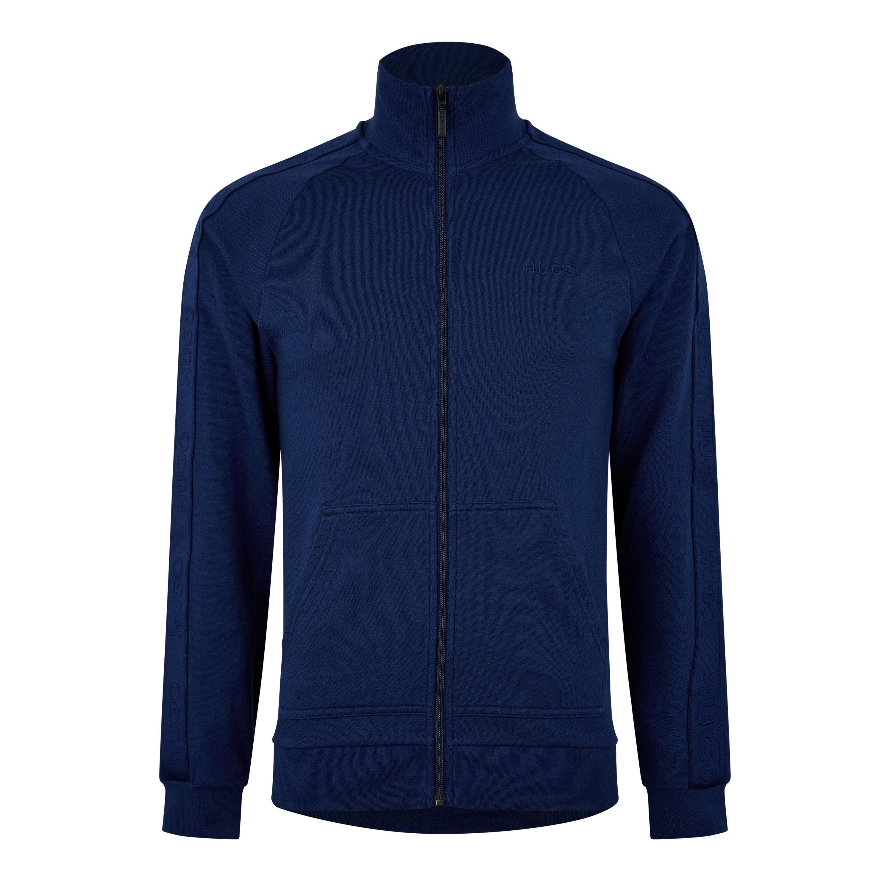 Dark Blue 407 - Hugo - Men's Tonal Logo Zip Pyjama Long Sleeve Top - 1
