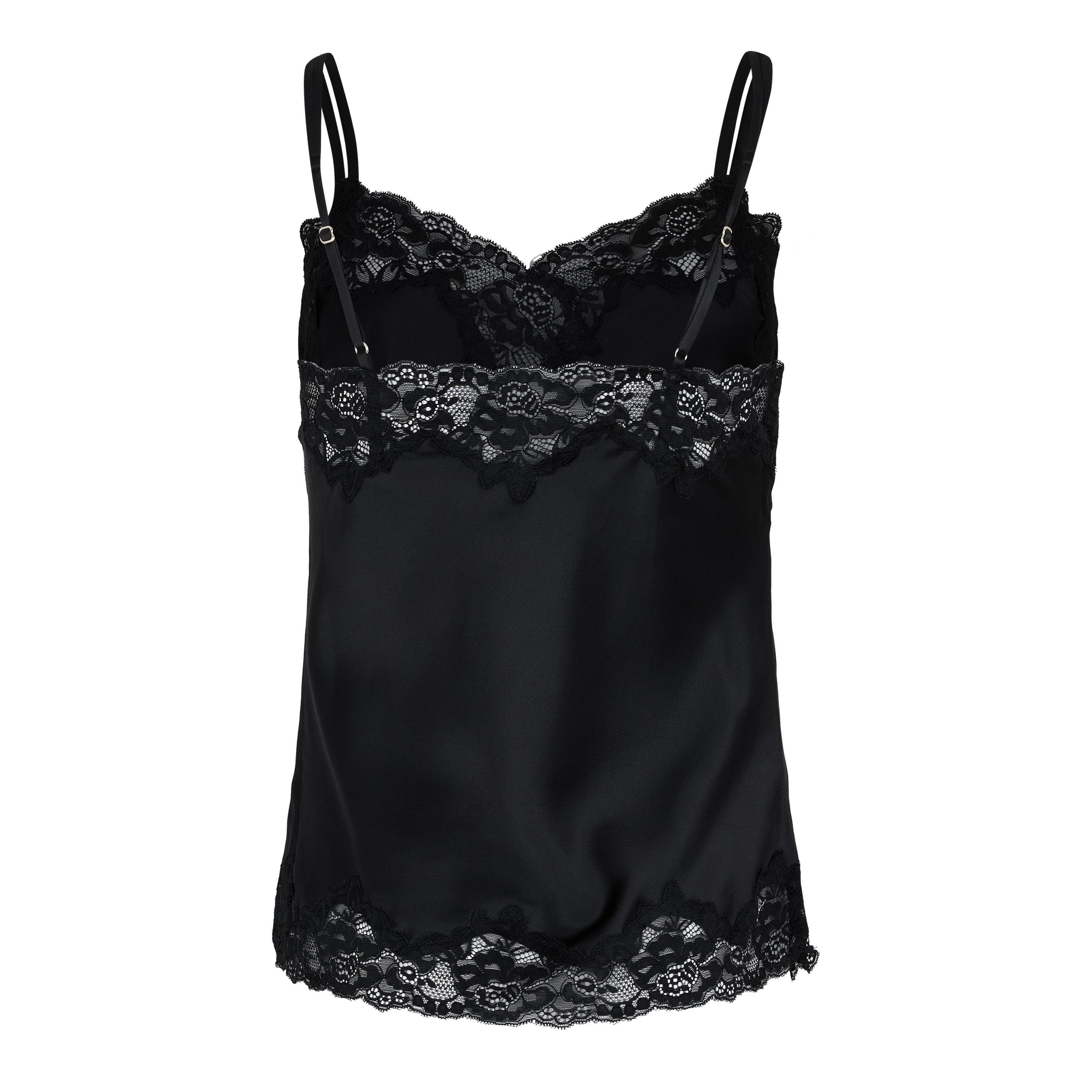 Black - Lauren by Ralph Lauren - Women's Satin Lace-Trim Pyjama Set - 11