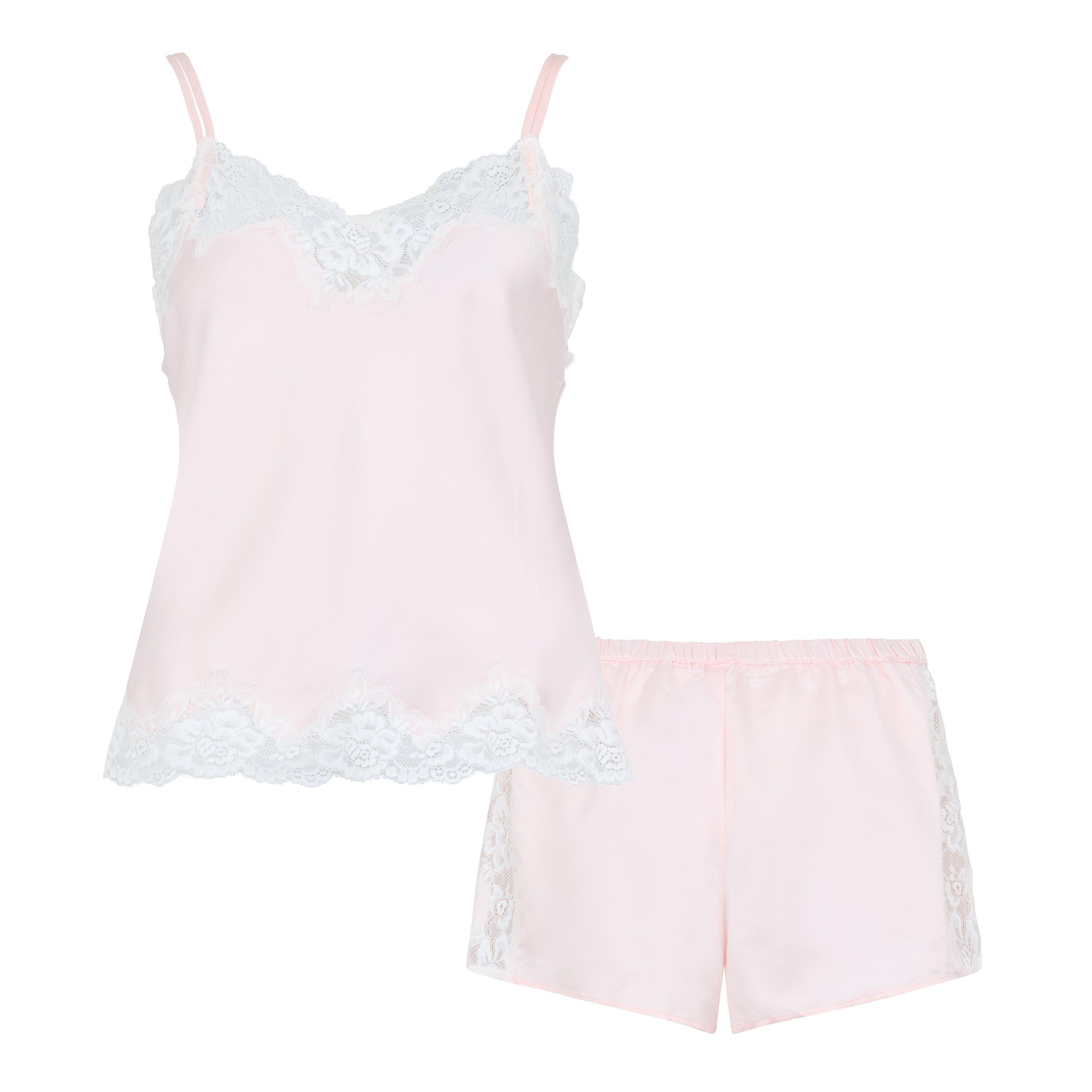 Lauren By Ralph Lauren Women's Satin Lace-Trim Pyjama Set - Pink - 8 (XS)