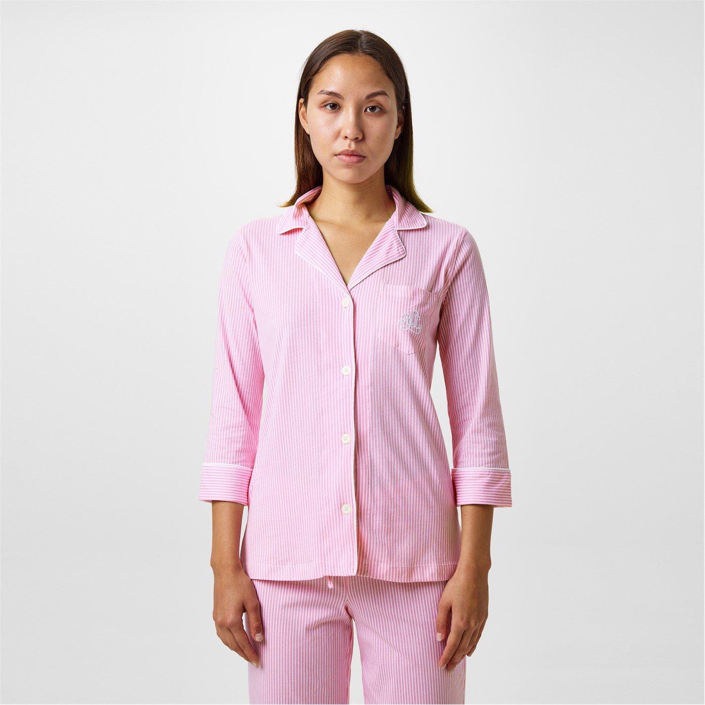 Pink - Lauren by Ralph Lauren - Womens Classic Notch Long Sleeve Pyjama Set - 3