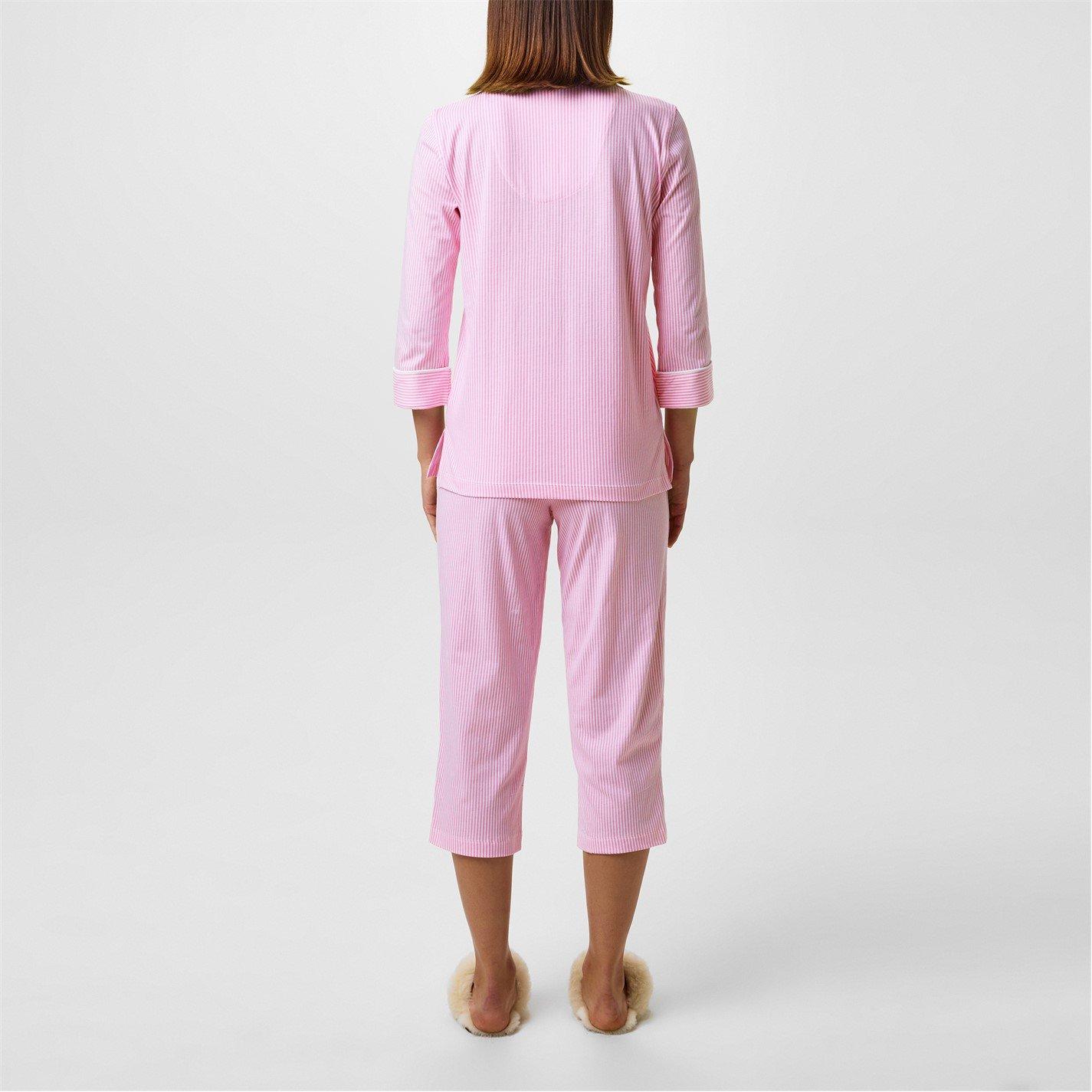 Pink - Lauren by Ralph Lauren - Womens Classic Notch Long Sleeve Pyjama Set - 4