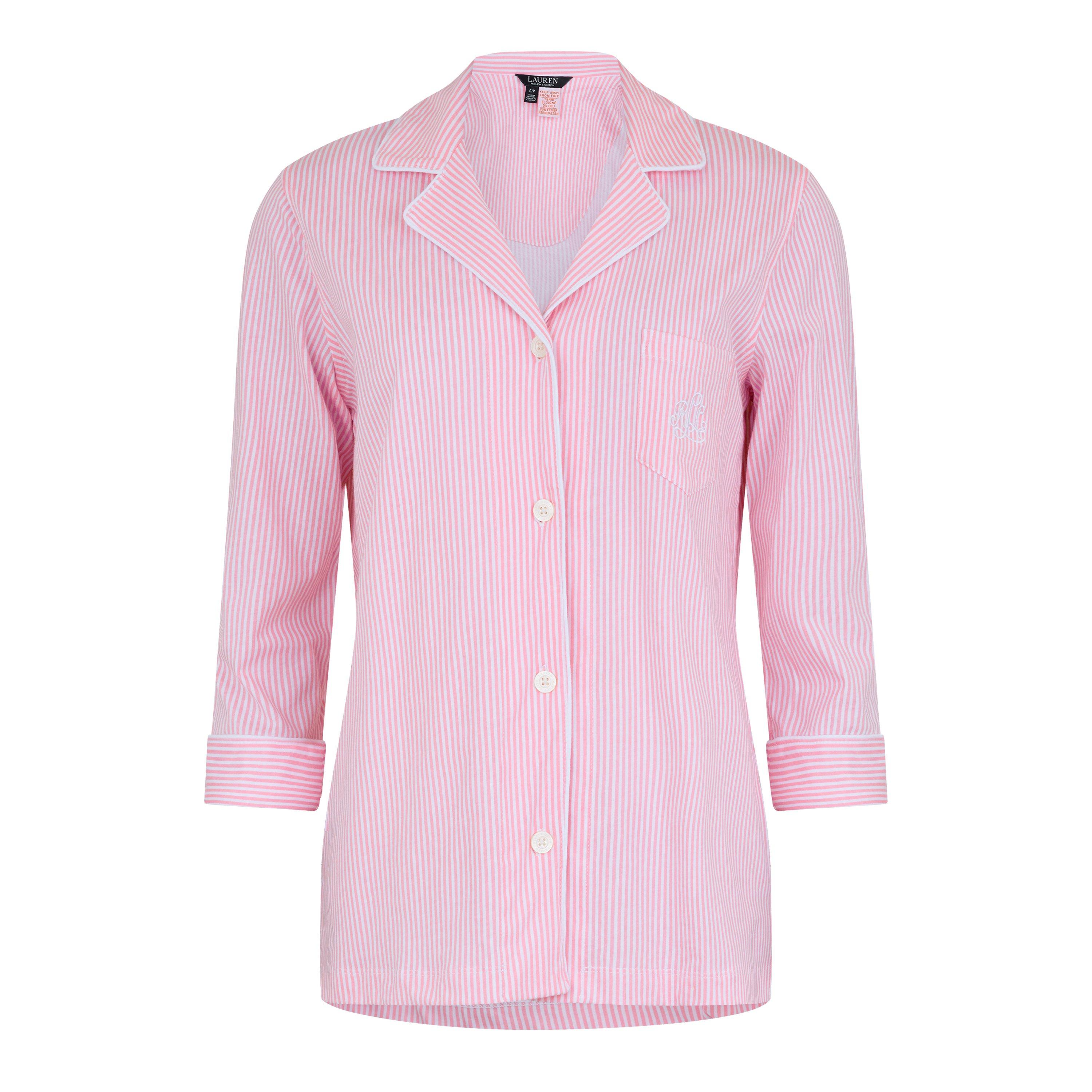 Pink - Lauren by Ralph Lauren - Womens Classic Notch Long Sleeve Pyjama Set - 5