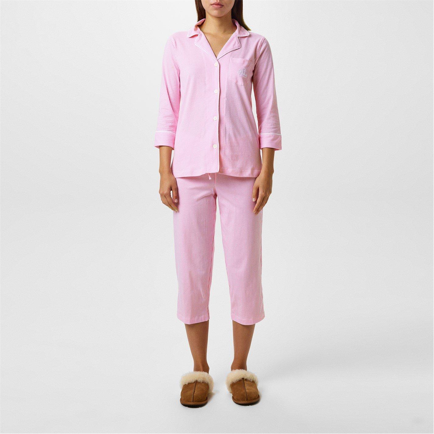 Pink - Lauren by Ralph Lauren - Womens Classic Notch Long Sleeve Pyjama Set - 7