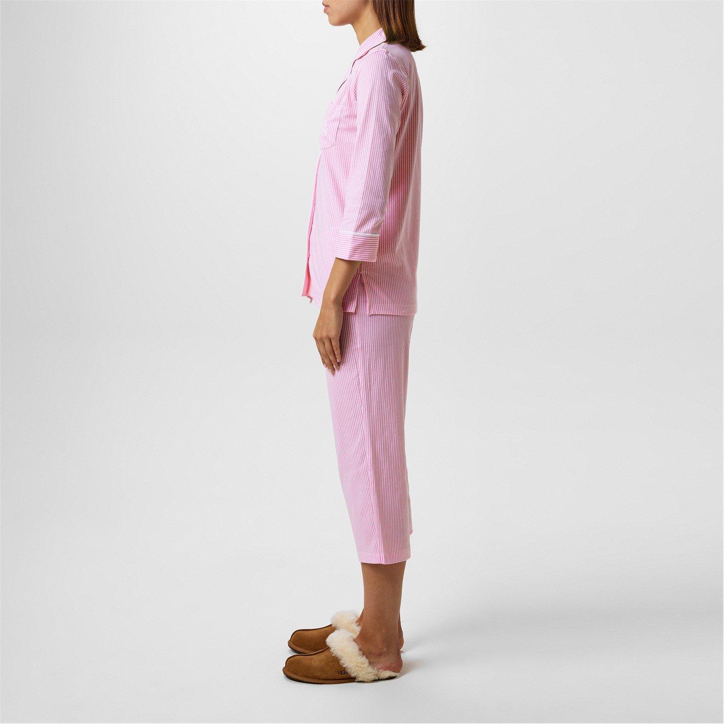 Pink - Lauren by Ralph Lauren - Womens Classic Notch Long Sleeve Pyjama Set - 8