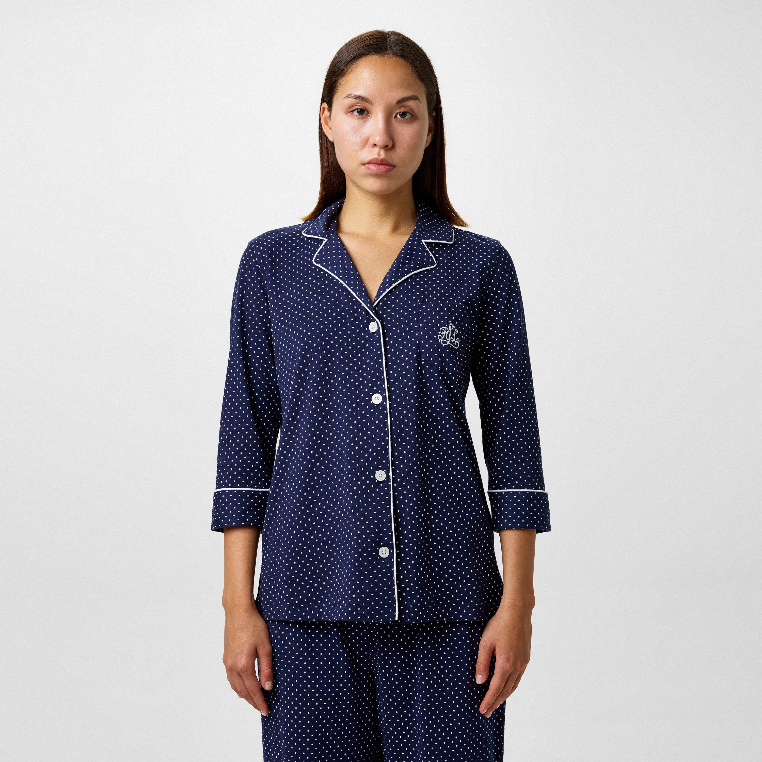 Navy - Lauren by Ralph Lauren - Women's Classic Notch Long Sleeve Pyjama Set - 3