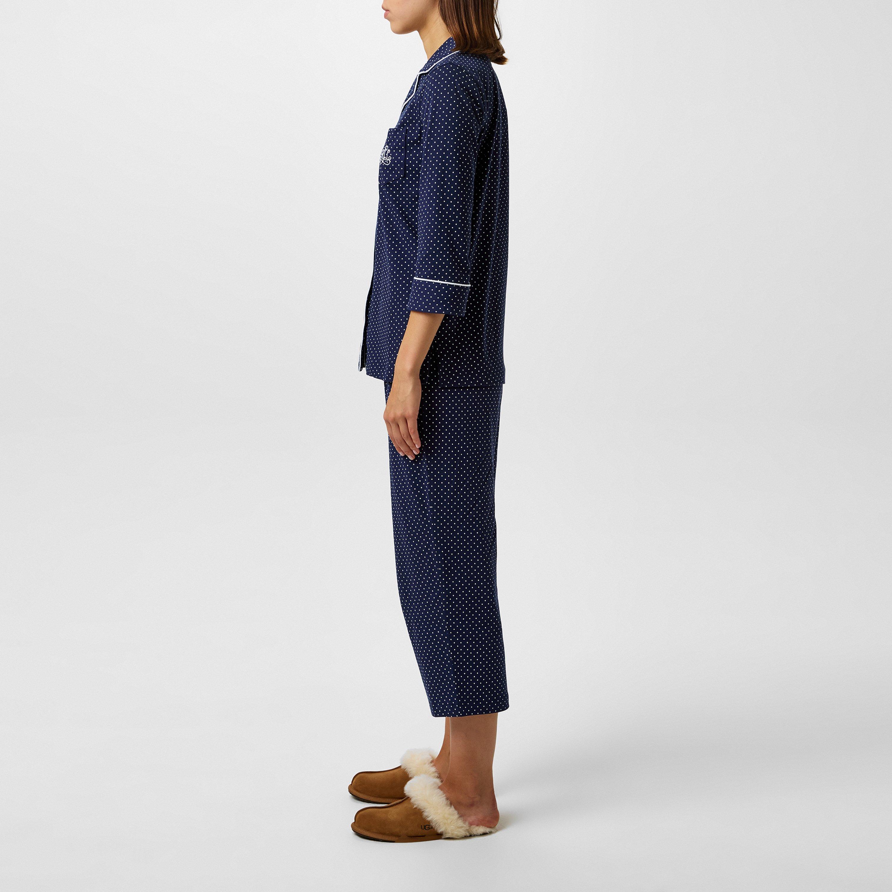 Navy - Lauren by Ralph Lauren - Women's Classic Notch Long Sleeve Pyjama Set - 5