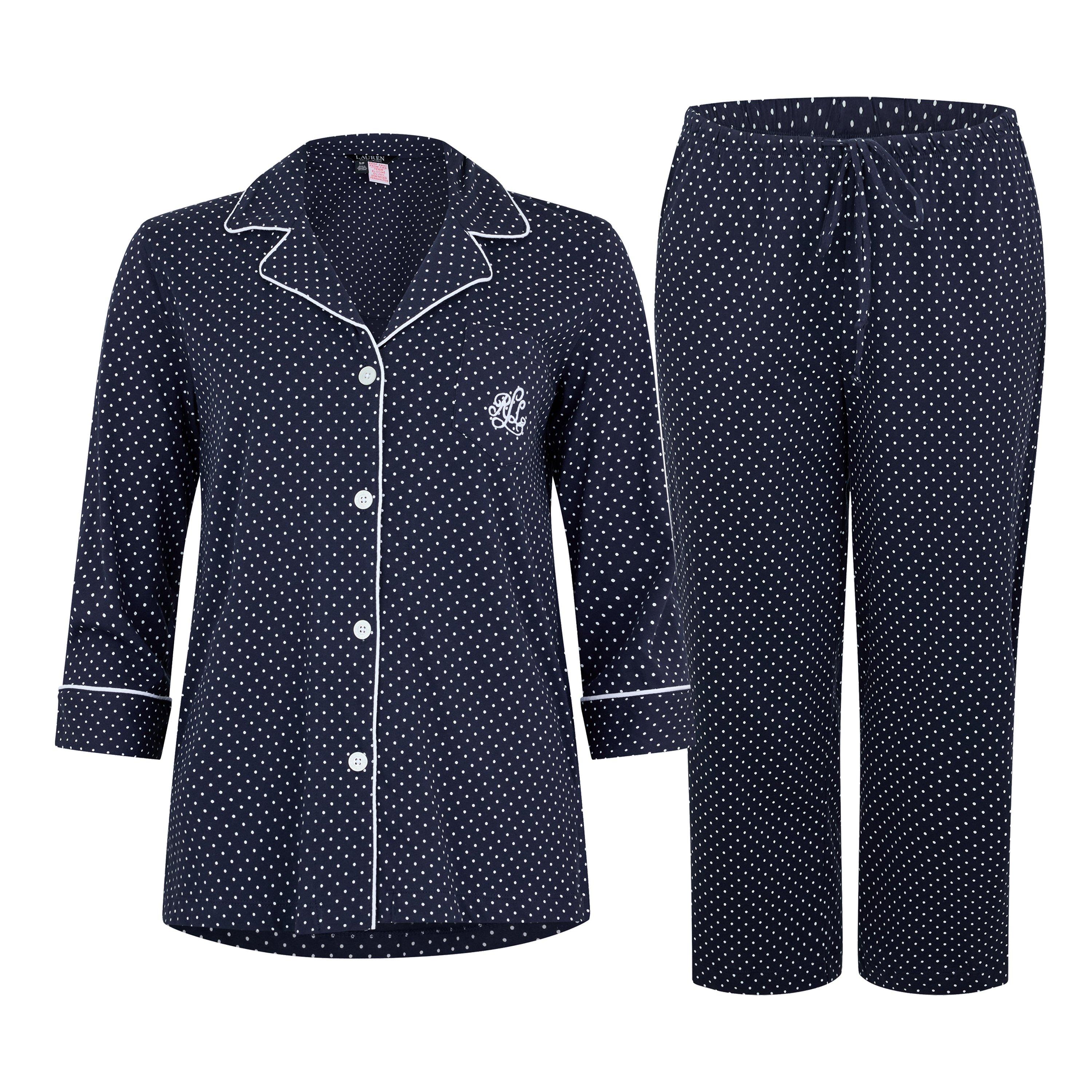 Navy - Lauren by Ralph Lauren - Women's Classic Notch Long Sleeve Pyjama Set - 6