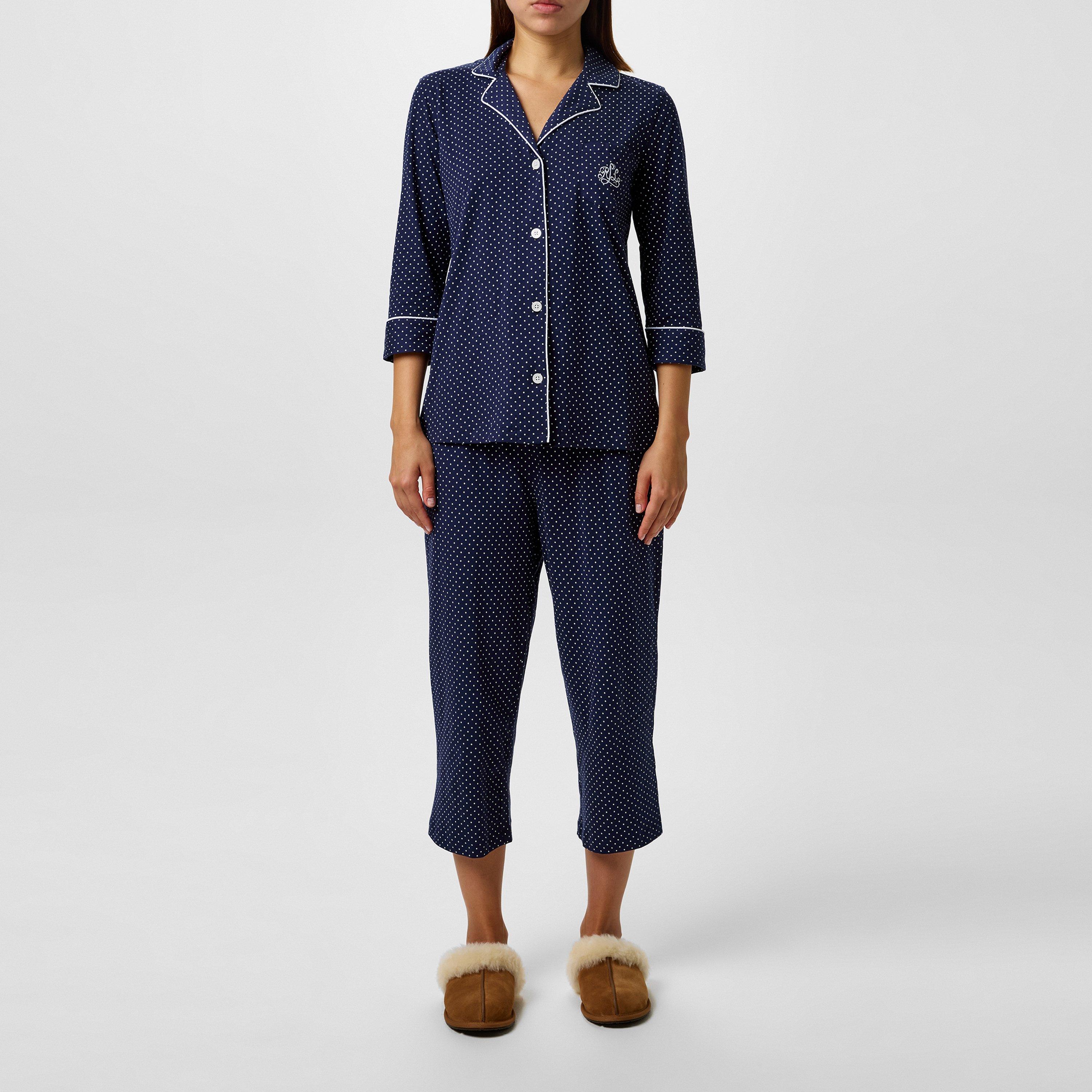 Navy - Lauren by Ralph Lauren - Women's Classic Notch Long Sleeve Pyjama Set - 7
