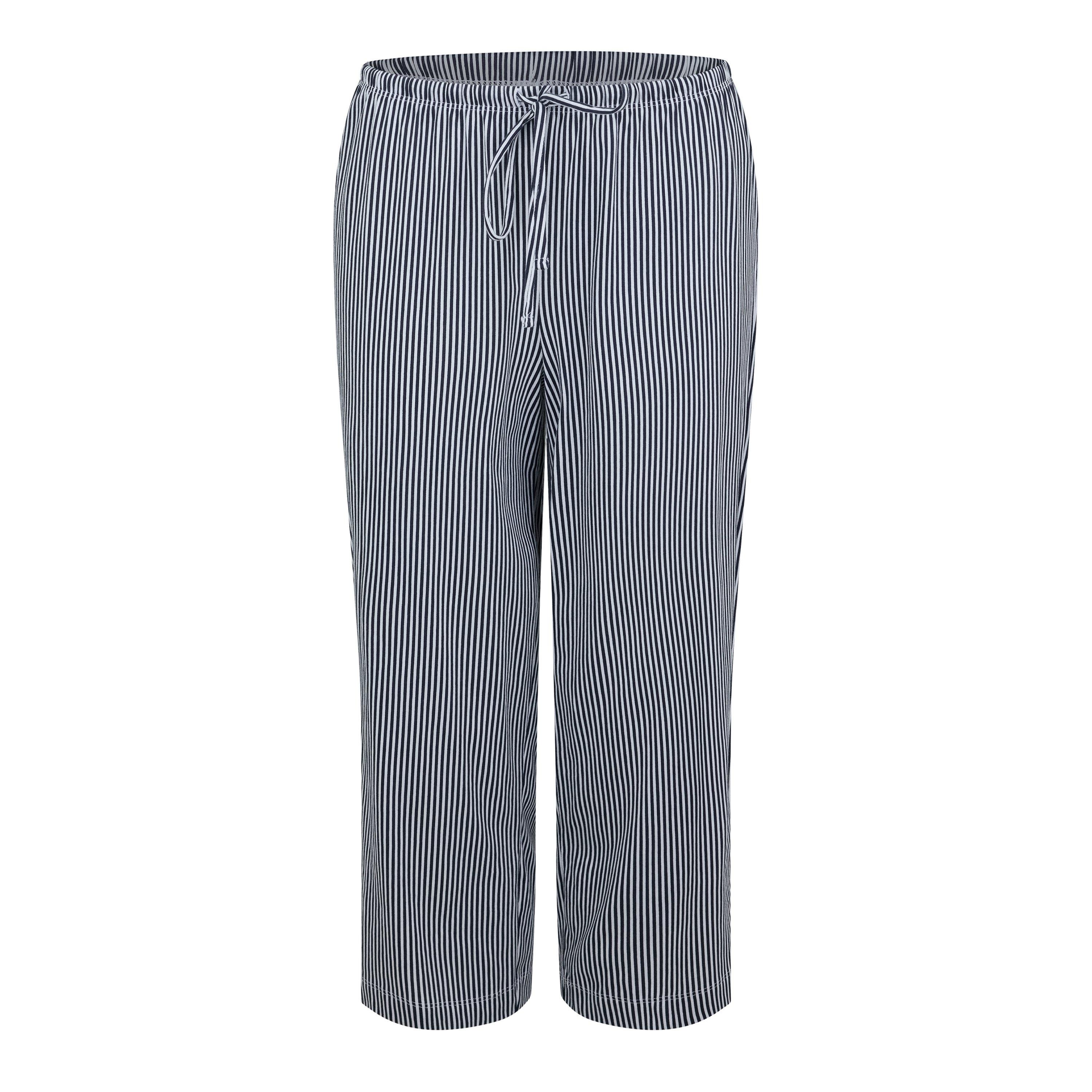 Navy Stripe - Lauren by Ralph Lauren - Womens Classic Notch Long Sleeve Pyjama Set - 2