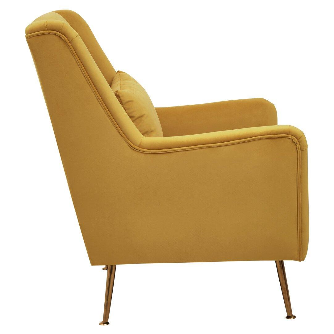 Yellow - Fifty Five South - Doucet Yellow Velvet Chair With Gold Finish Legs - 2