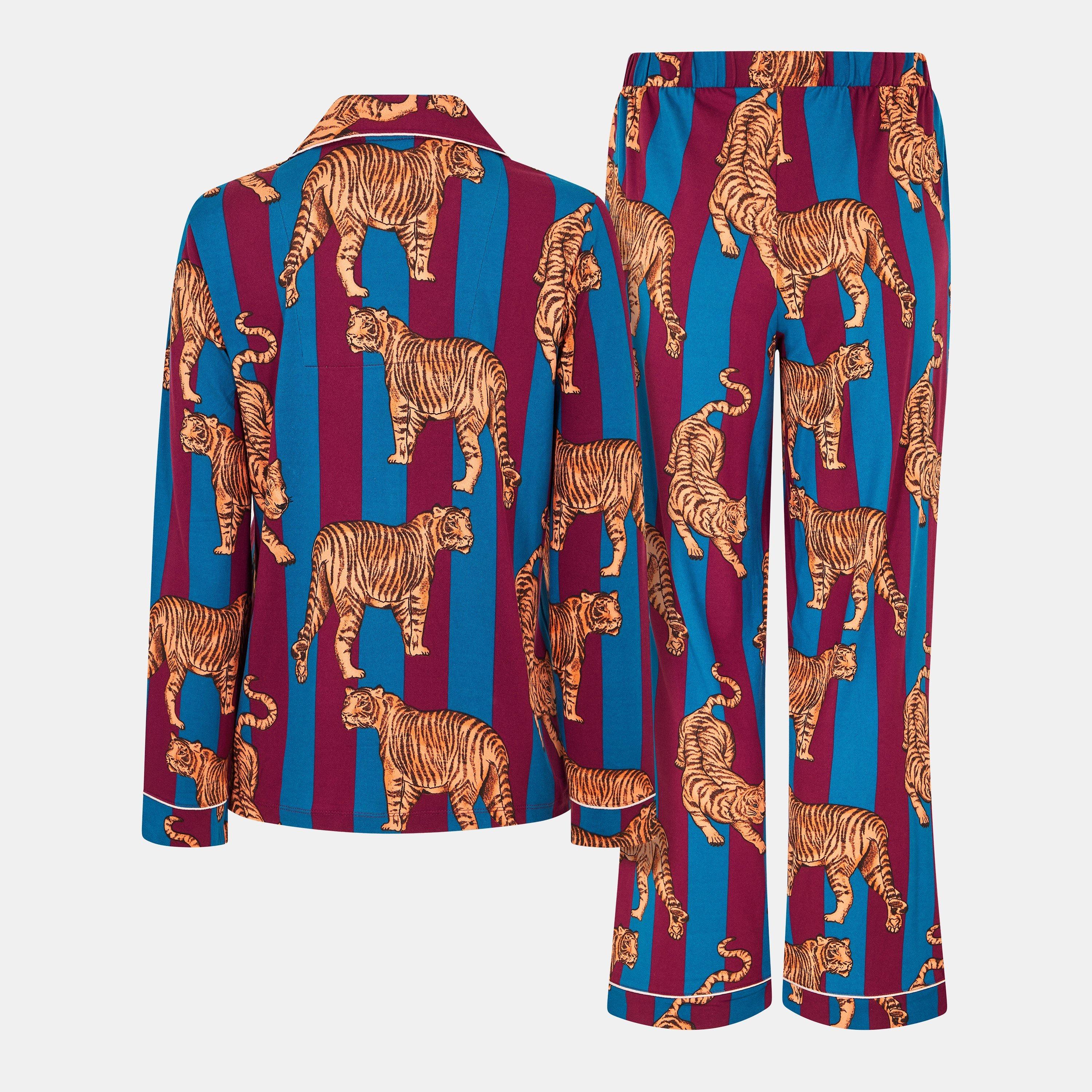 Navy Strp Tiger - Chelsea Peers - Women's Long Sleeve Pyjama Sets - 2